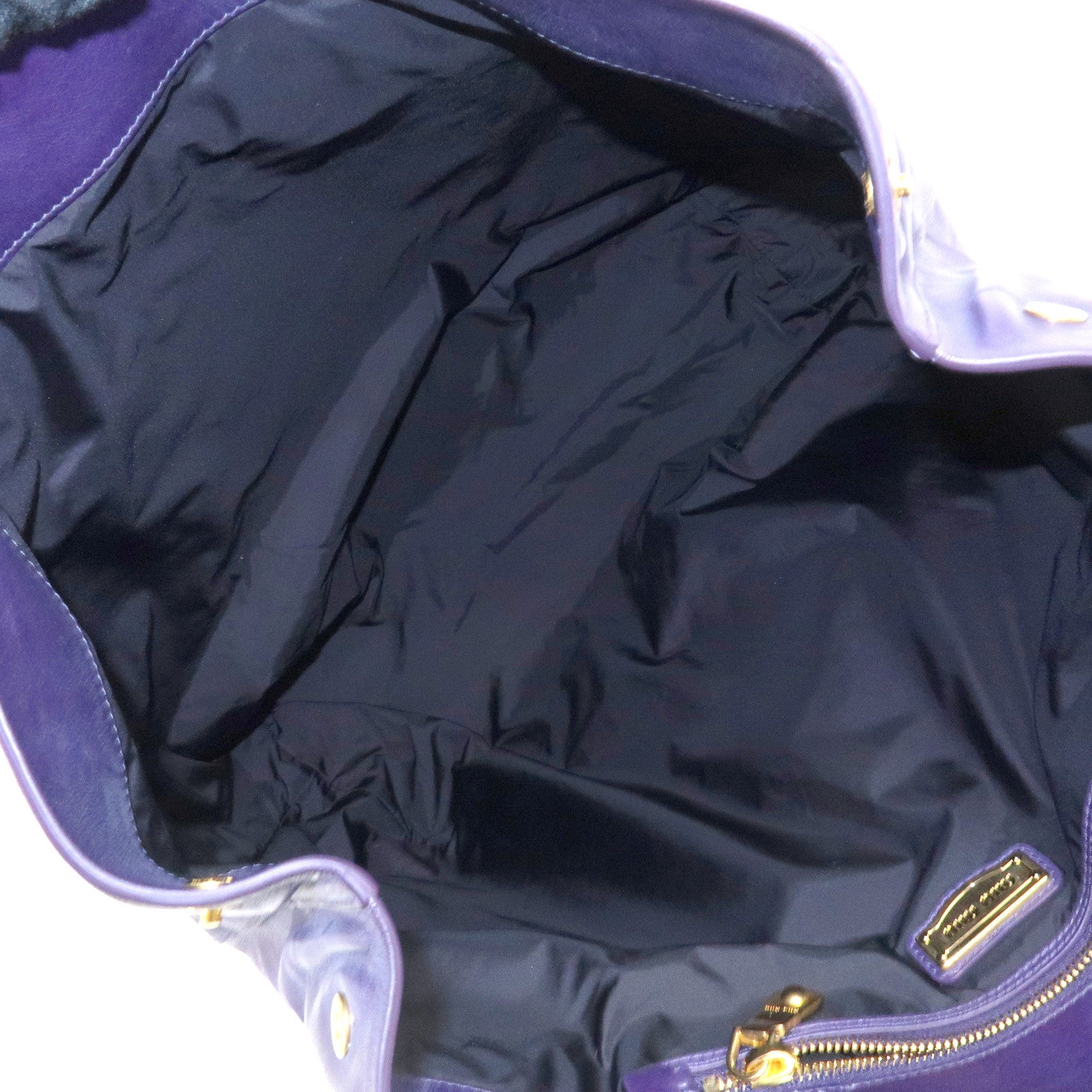 MIU MIU Soft Leather Shopping Tote Bag Shoulder Bag Purple RR1820