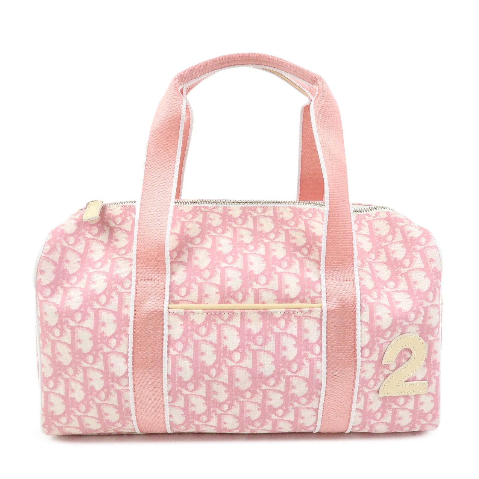 Christian Dior Trotter PVC Patent Leather Boston Bag Hand Bag Pink
