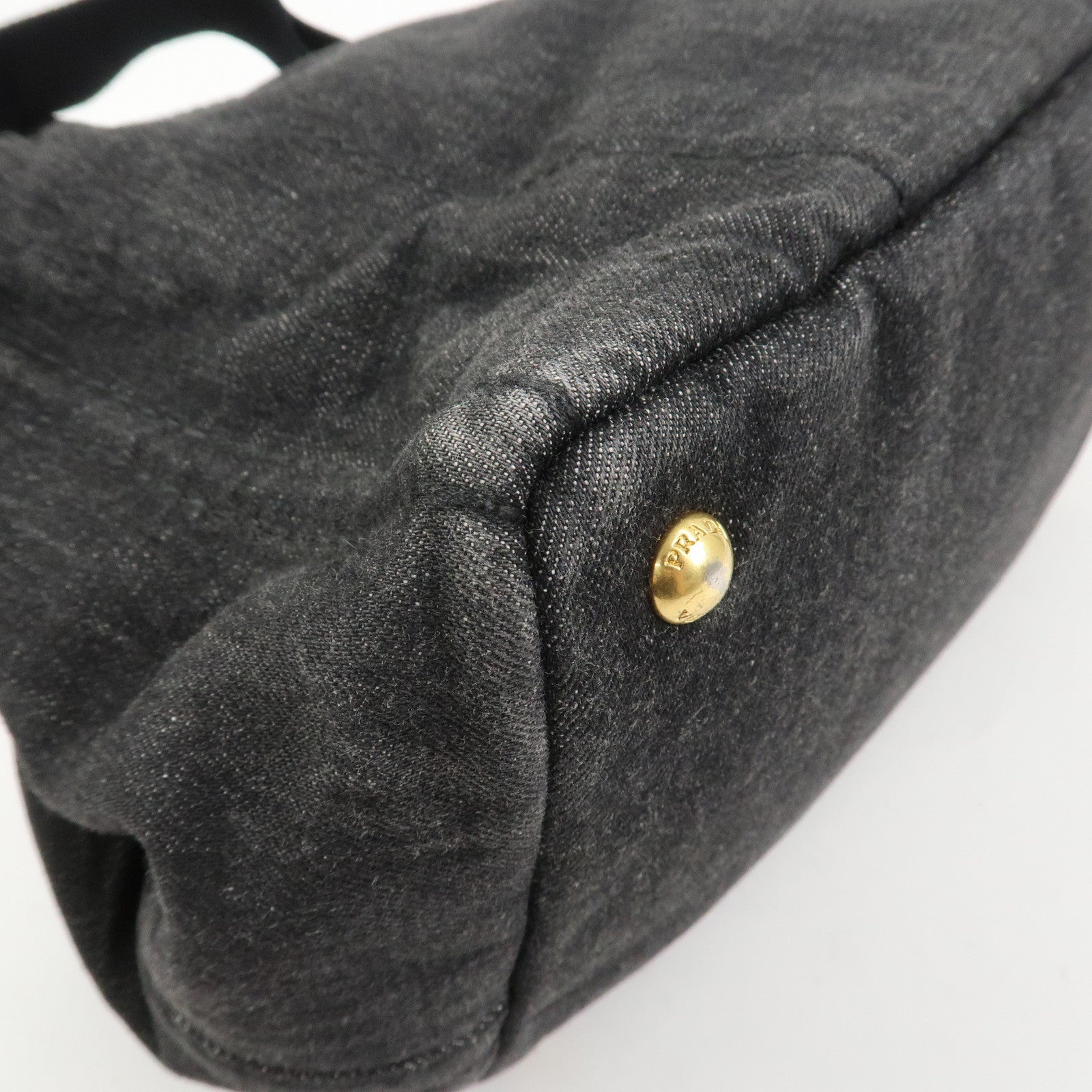 PRADA Canapa Denim 2Way Bag Hand Bag Shoulder Bag Black 1BG642