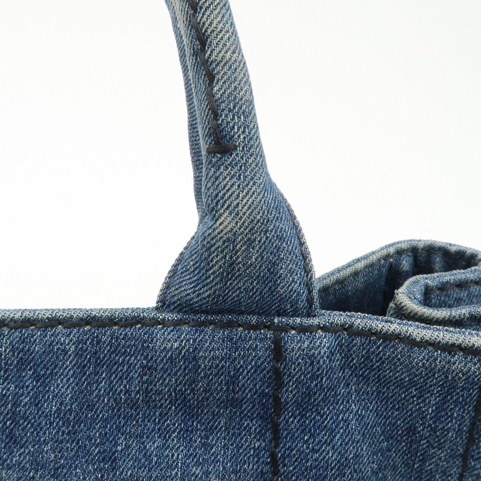 PRADA Canapa Mini Canvas Denim 2Way Shoulder Hand Bag Blue B2439G