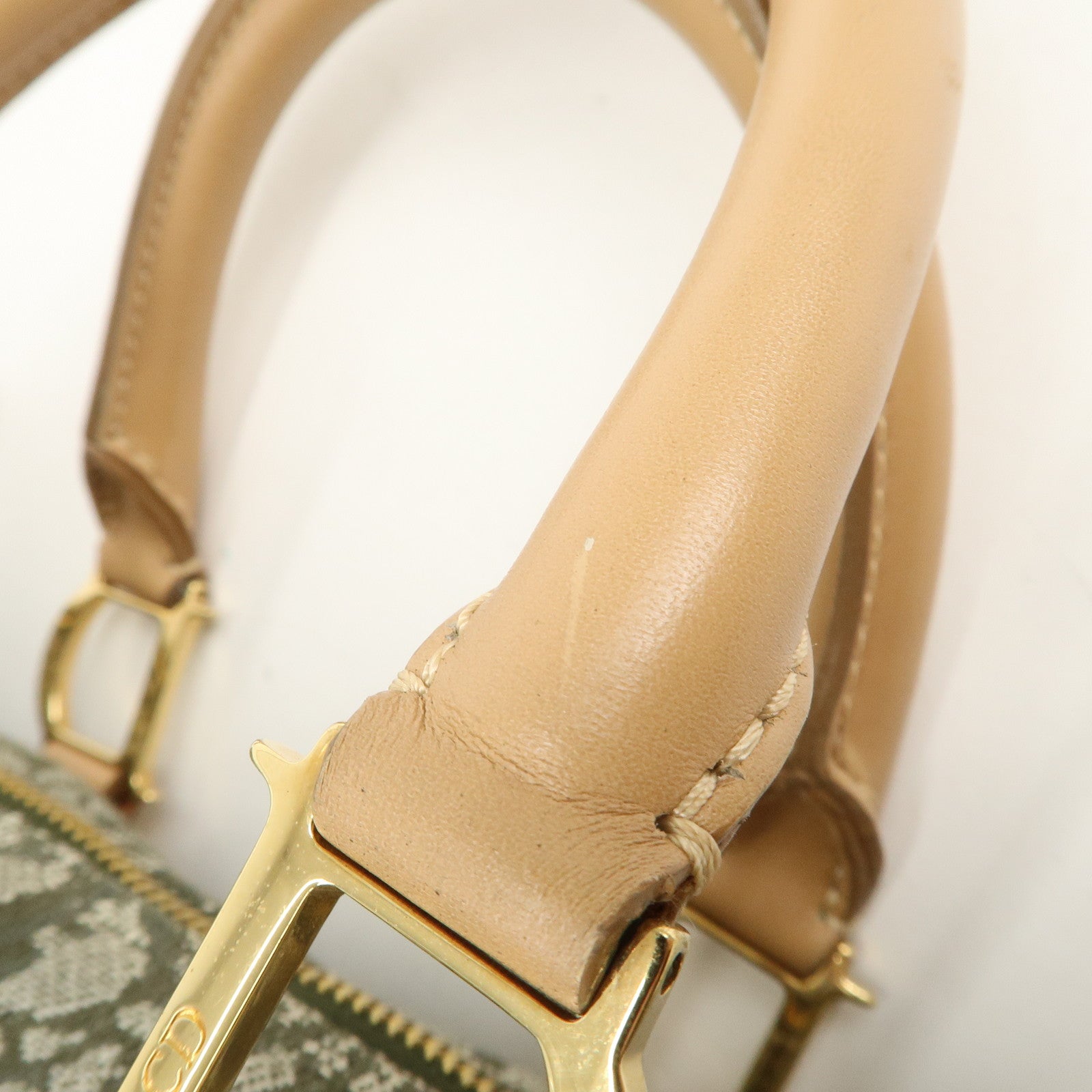Christian Dior Trotter Canvas Leather Boston Bag Hand Bag Khaki