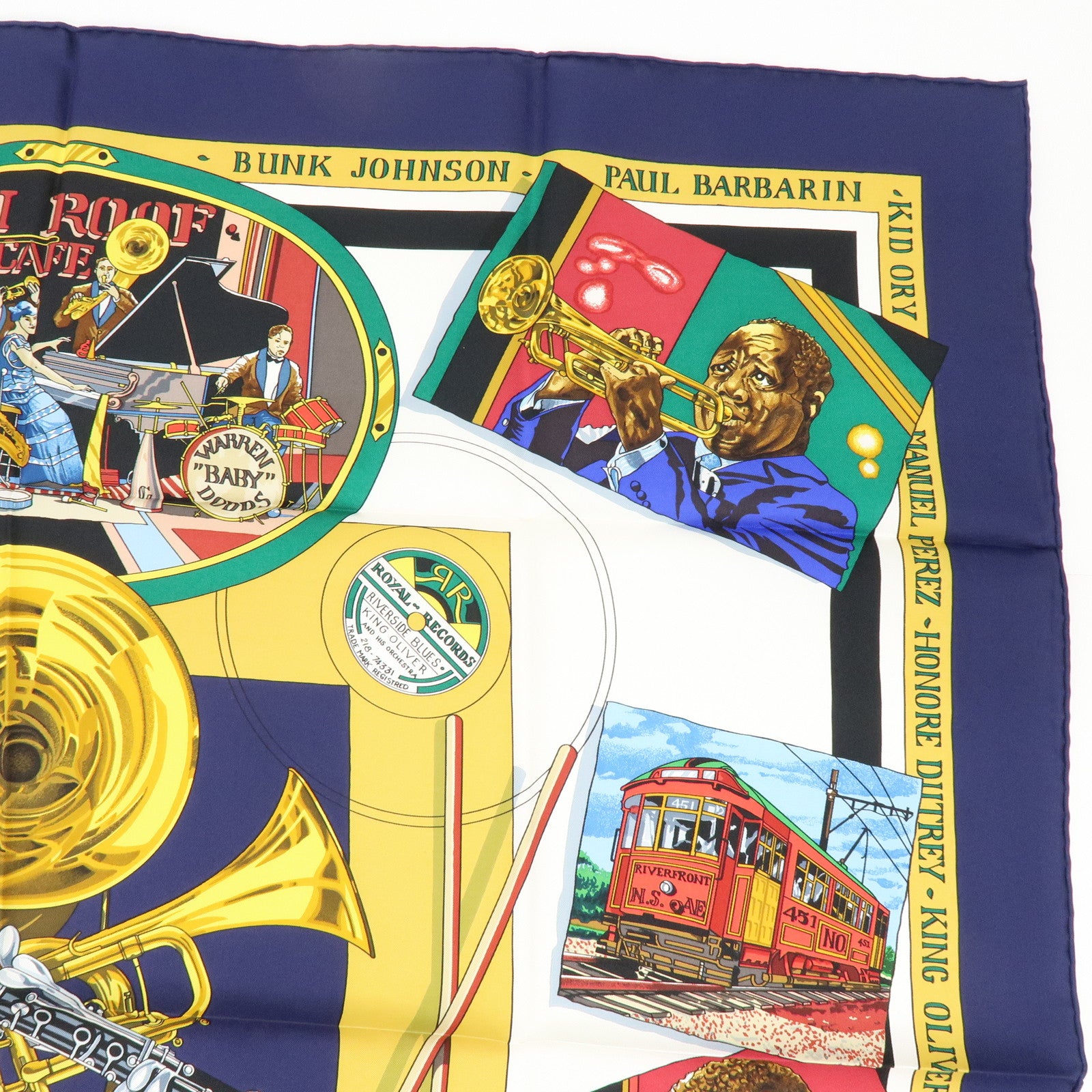 HERMES Carre90 Silk 100% Scarf ORIGINAL NEW ORLEANS CREOLE JAZZ1923