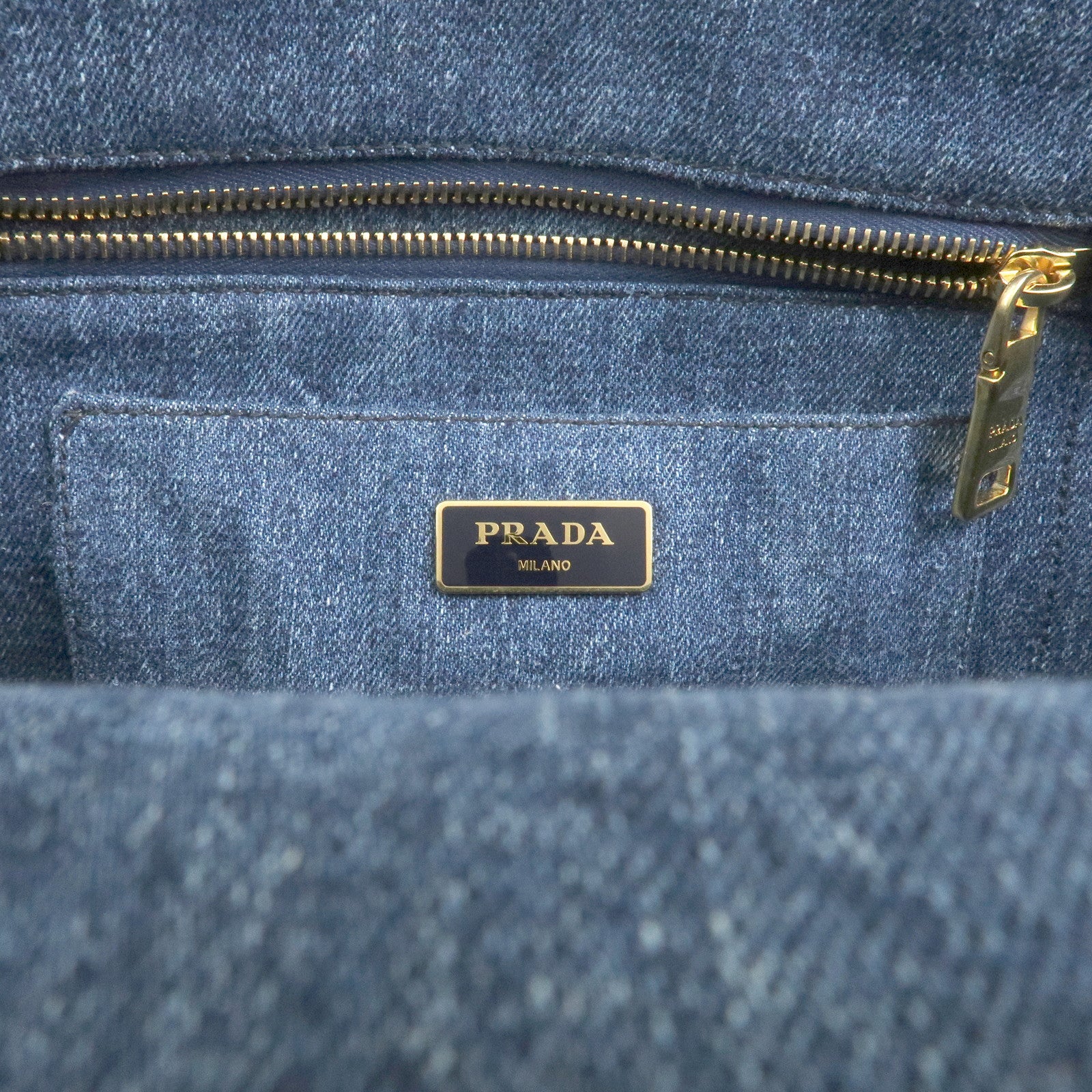 PRADA Denim Canapa Large 2Way Bag Tote Bag Shoulder Bag Navy B1872B