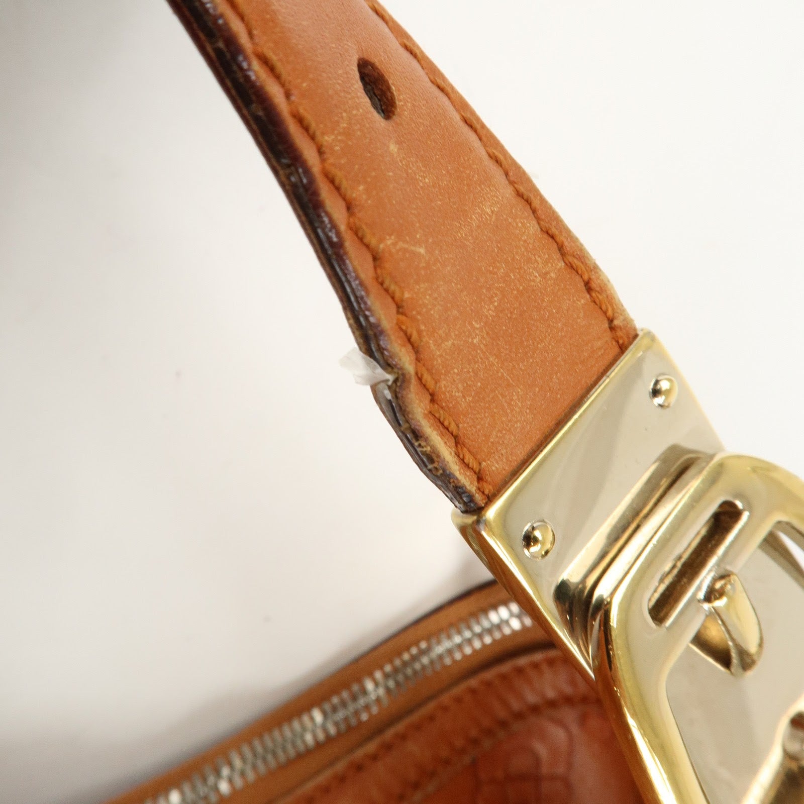 GUCCI Horsebit Leather Shoulder Bag Hand Bag Brown Gold HDW 145764 Used