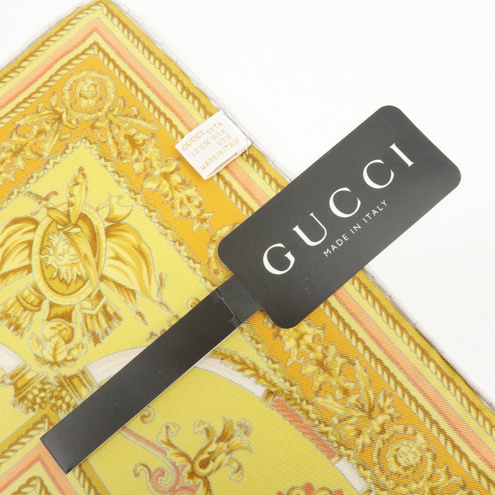 GUCCI Flora Set of 2 Silk 100% Navy White Yellow Multicolor