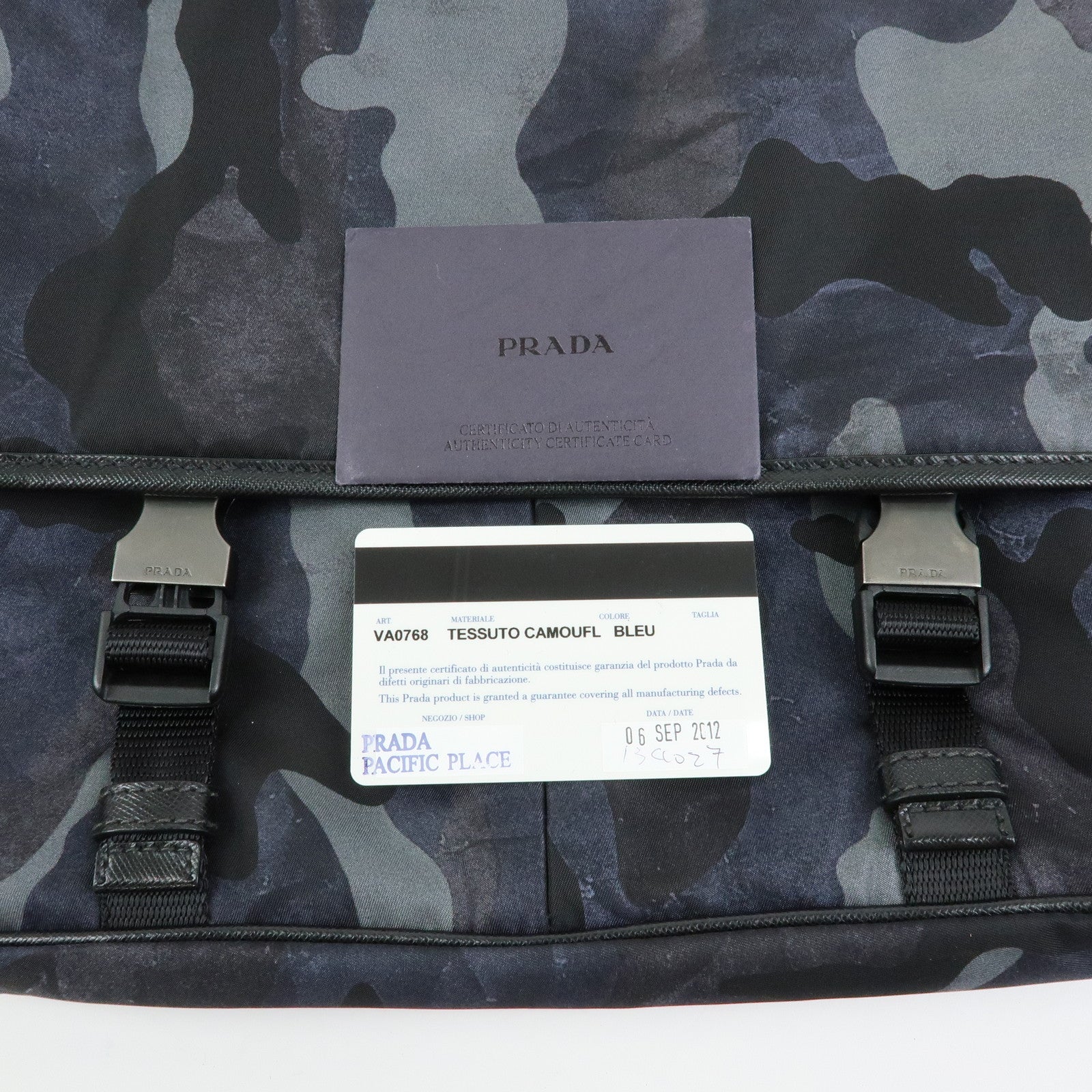 PRADA Triangle Logo Nylon Saffiano Leather Shoulder Bag VA0768
