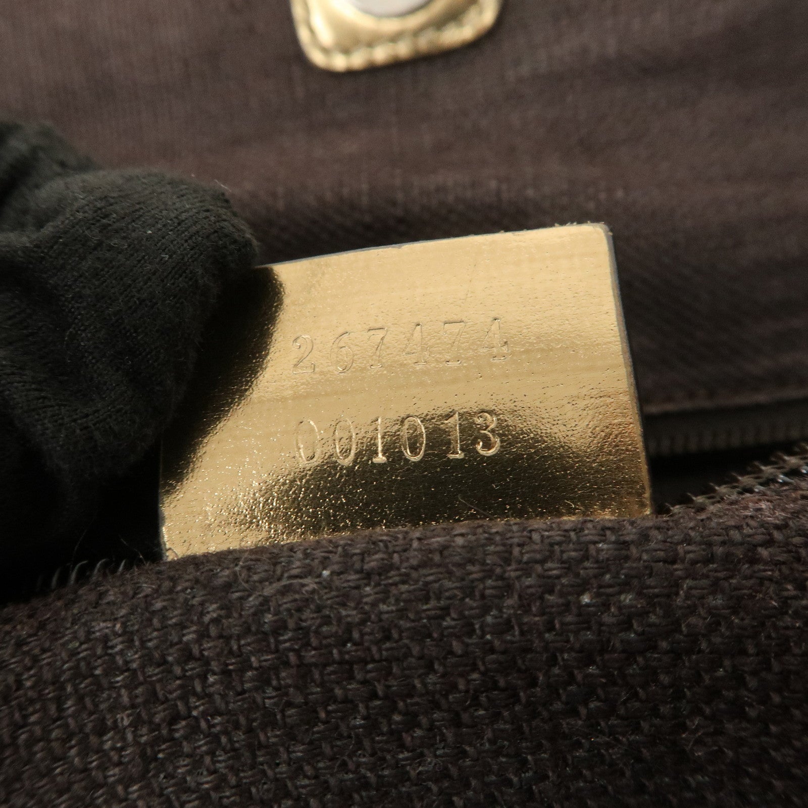 GUCCI Logo GG Canvas Leather Tote Bag Hand Bag Brown Gold 267474