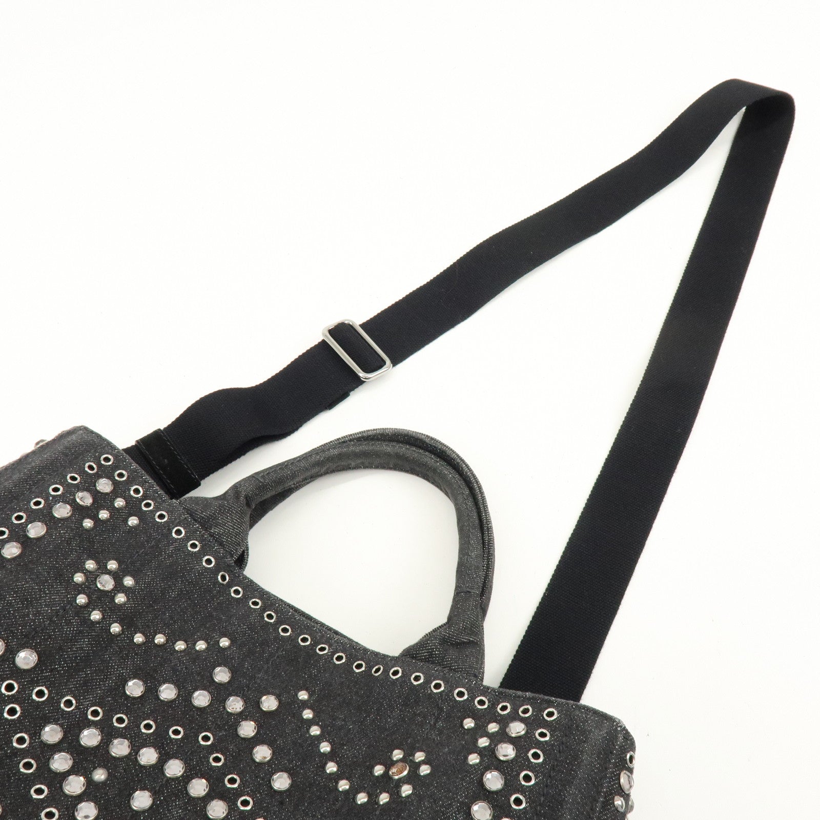 PRADA Triangle Logo Canapa Mini Bijou Denim Canvas 2Way Bag BN2439