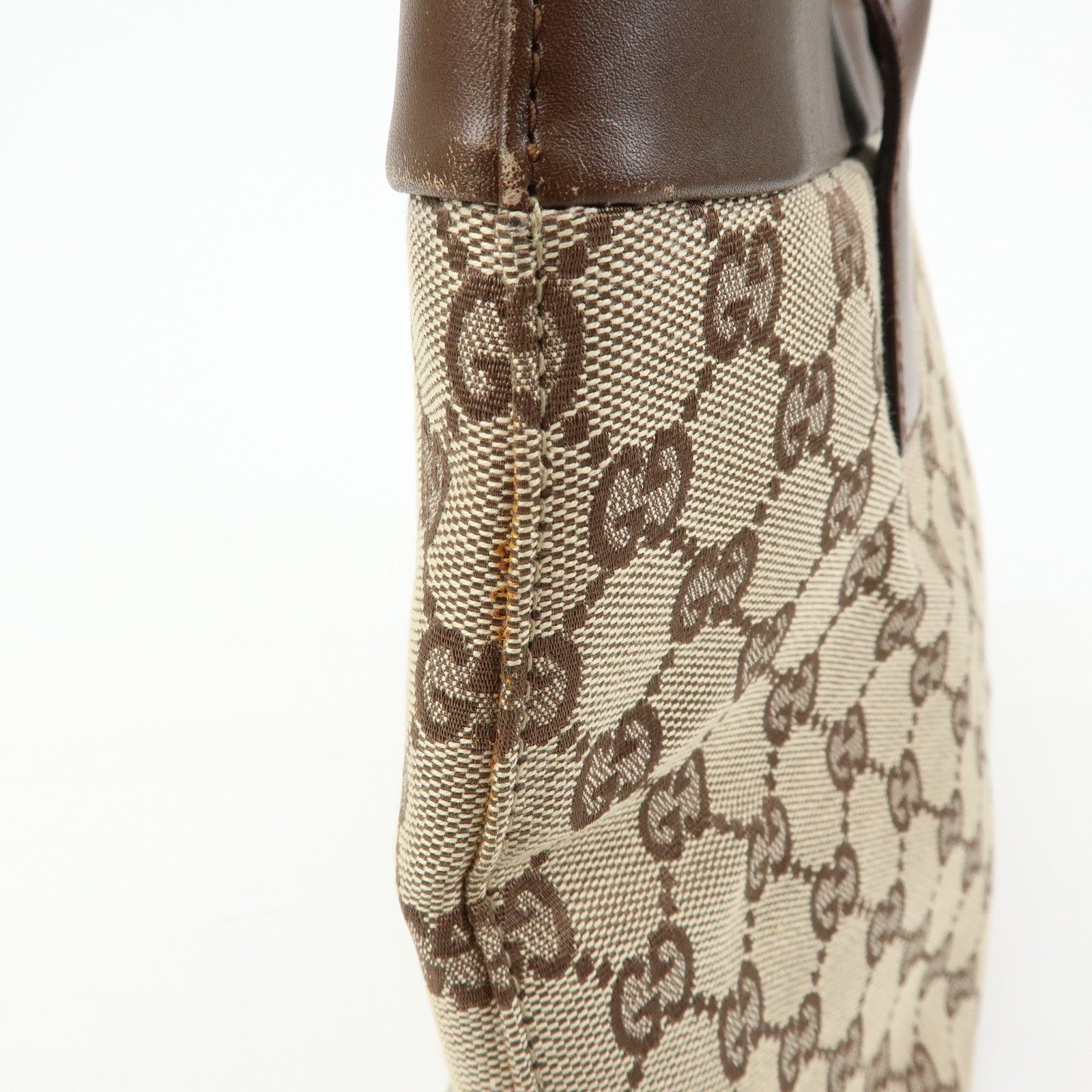 GUCCI GG Canvas Leather Tote Bag Hand Bag Beige Brown 002.1119