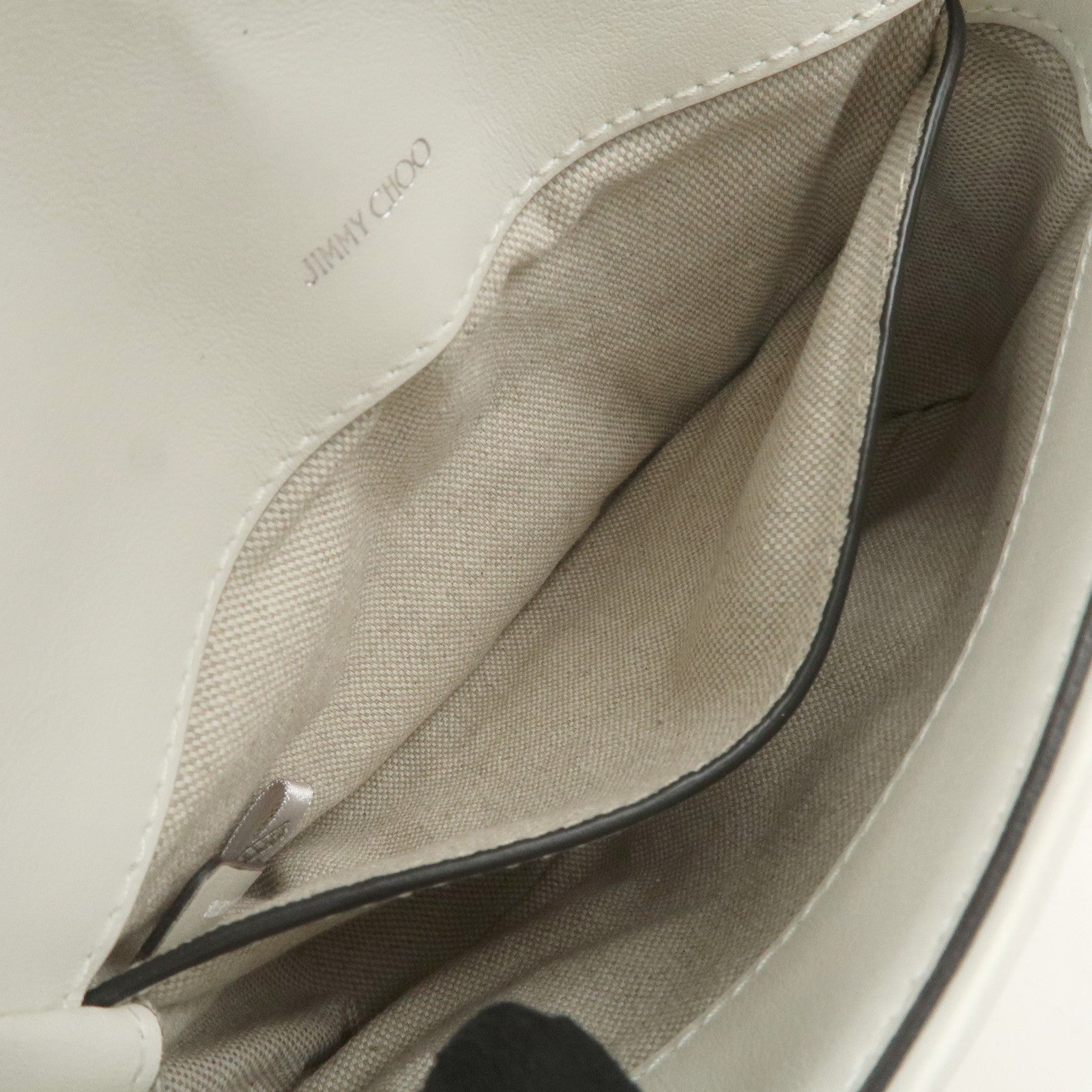 JIMMY CHOO Raffia Leather Mini Chain Shoulder Bag Beige Ivory