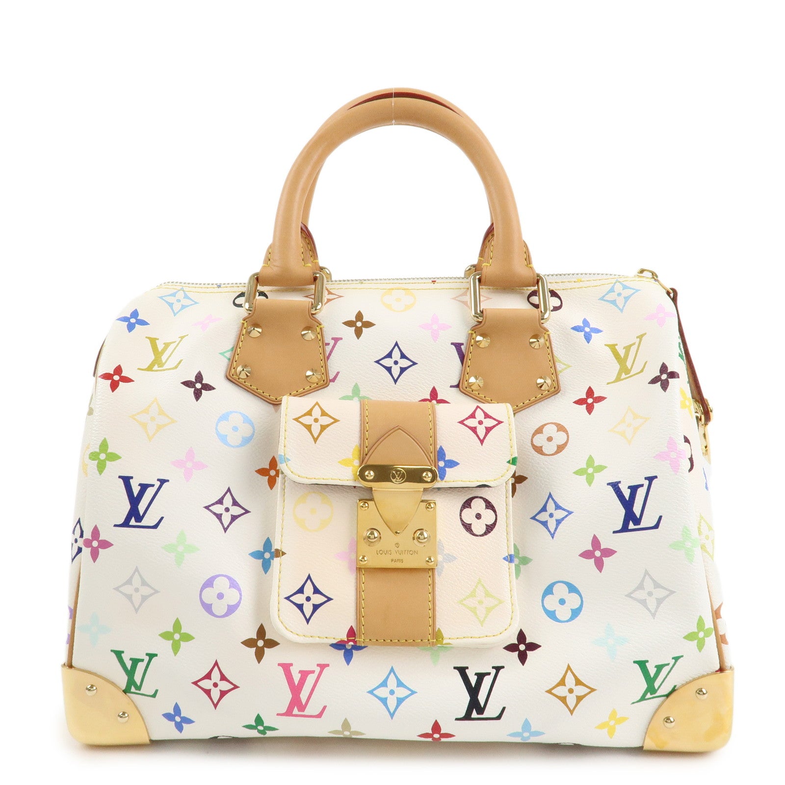 Louis Vuitton Monogram Multicolor Speedy 30 Hand Bag Blanc M92643 Used
