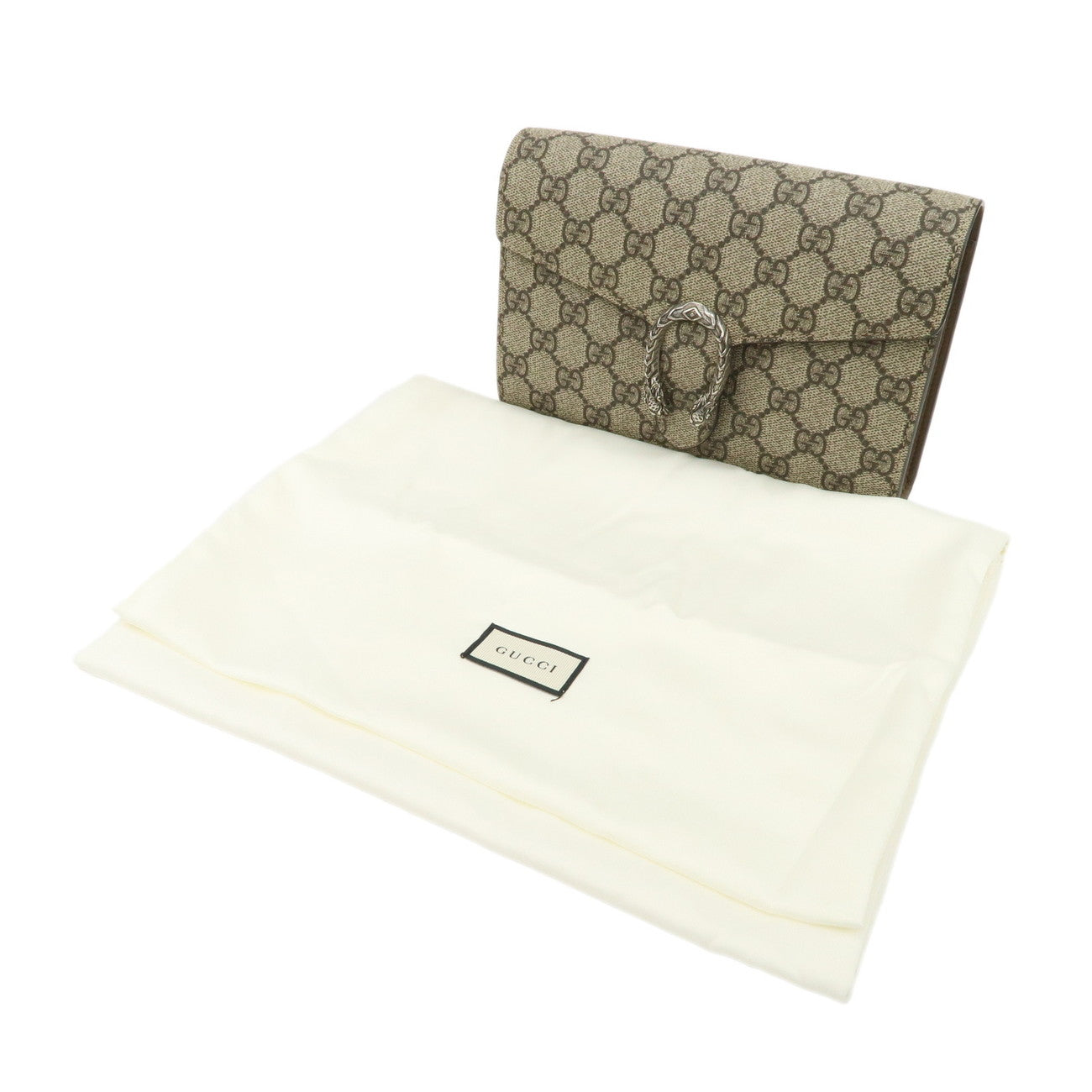 GUCCI Dionysus GG Supreme WOC Chain Shoulder Bag Beige 401231