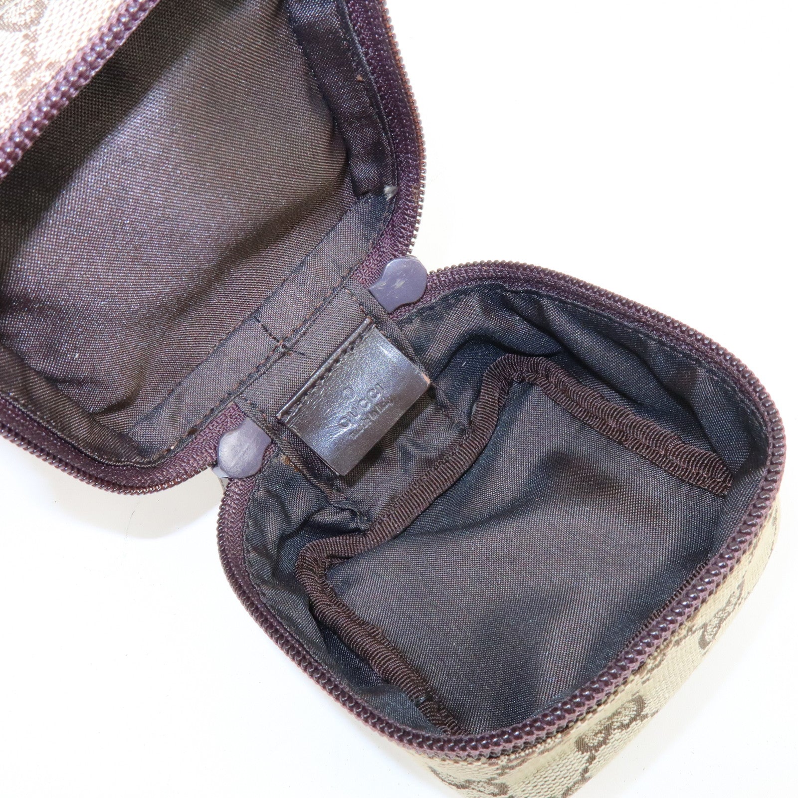 GUCCI GG Canvas Leather Hand Bag Cosmetic Pouch Beige 039・1054