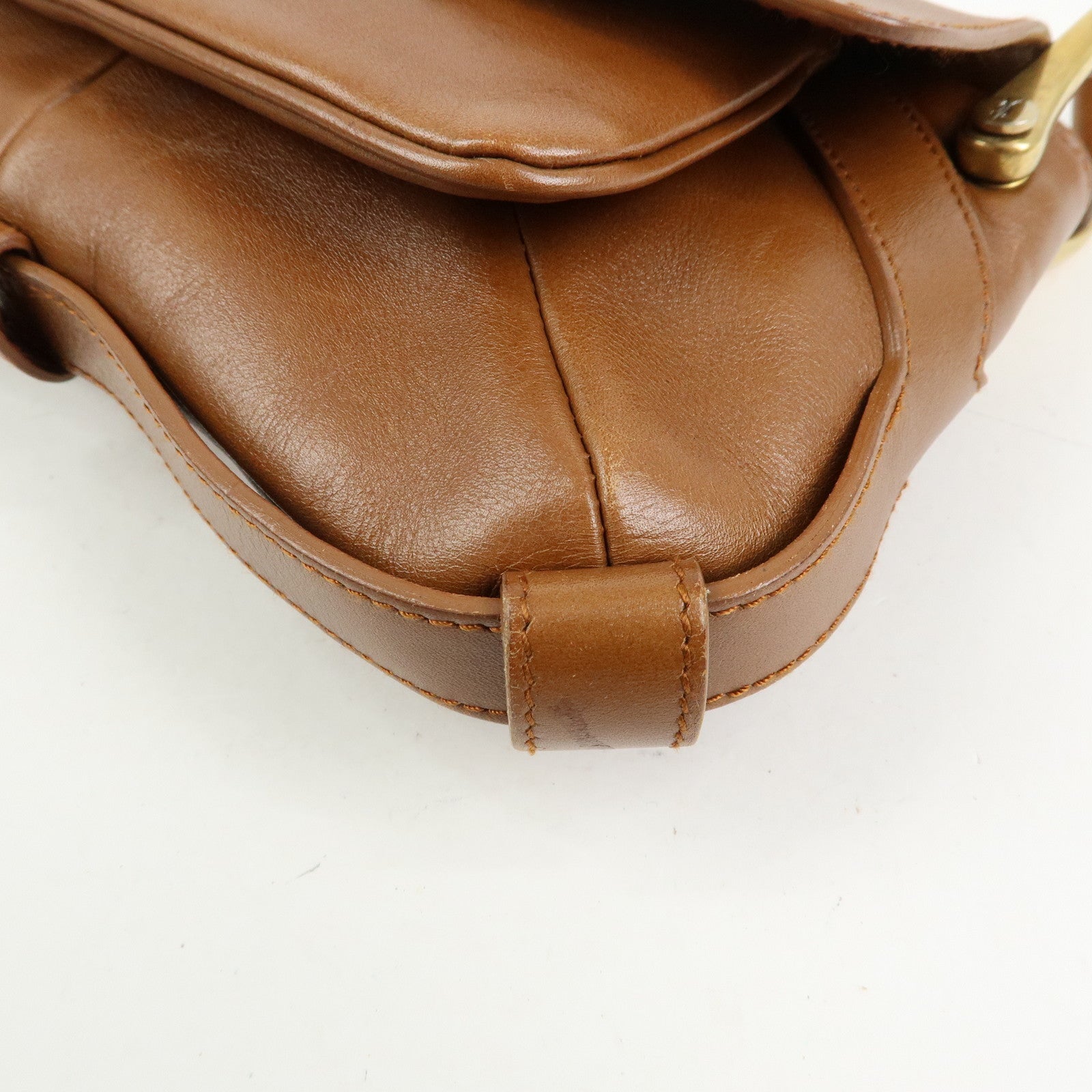 SAINT LAURENT PARIS Leather Shoulder Bag Hand Bag Brown