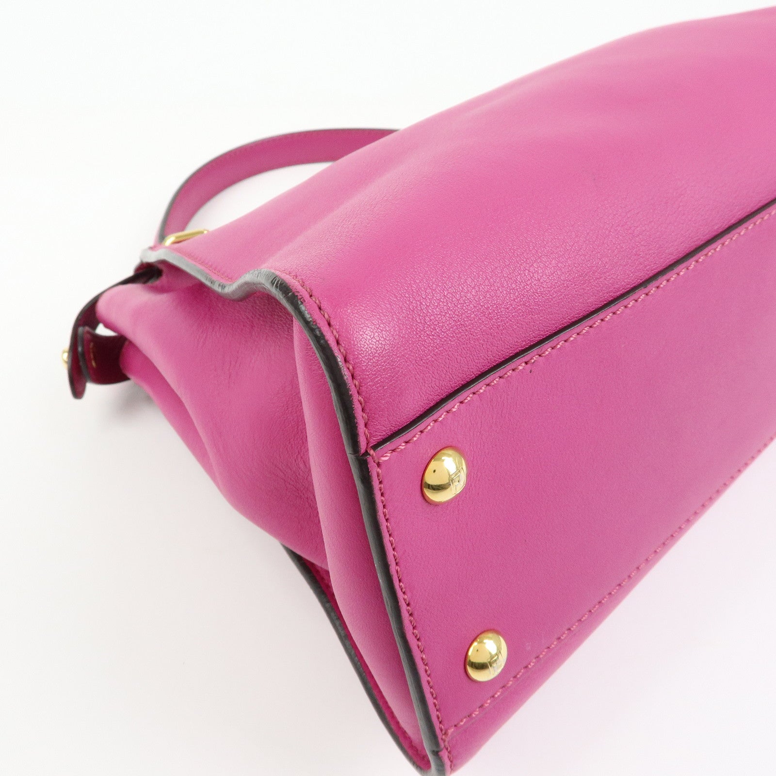FENDI Peekaboo Leather 2Way Bag Hand Bag Shoulder Bag Pink 8BN290