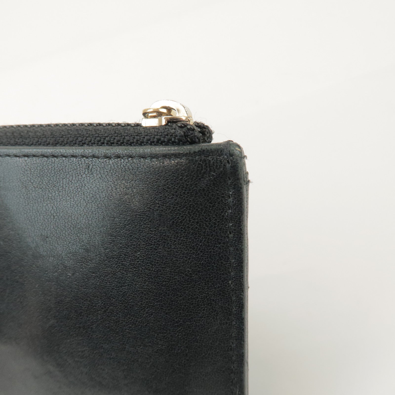CHANEL COCO Mark Calf Leather Long Wallet Black