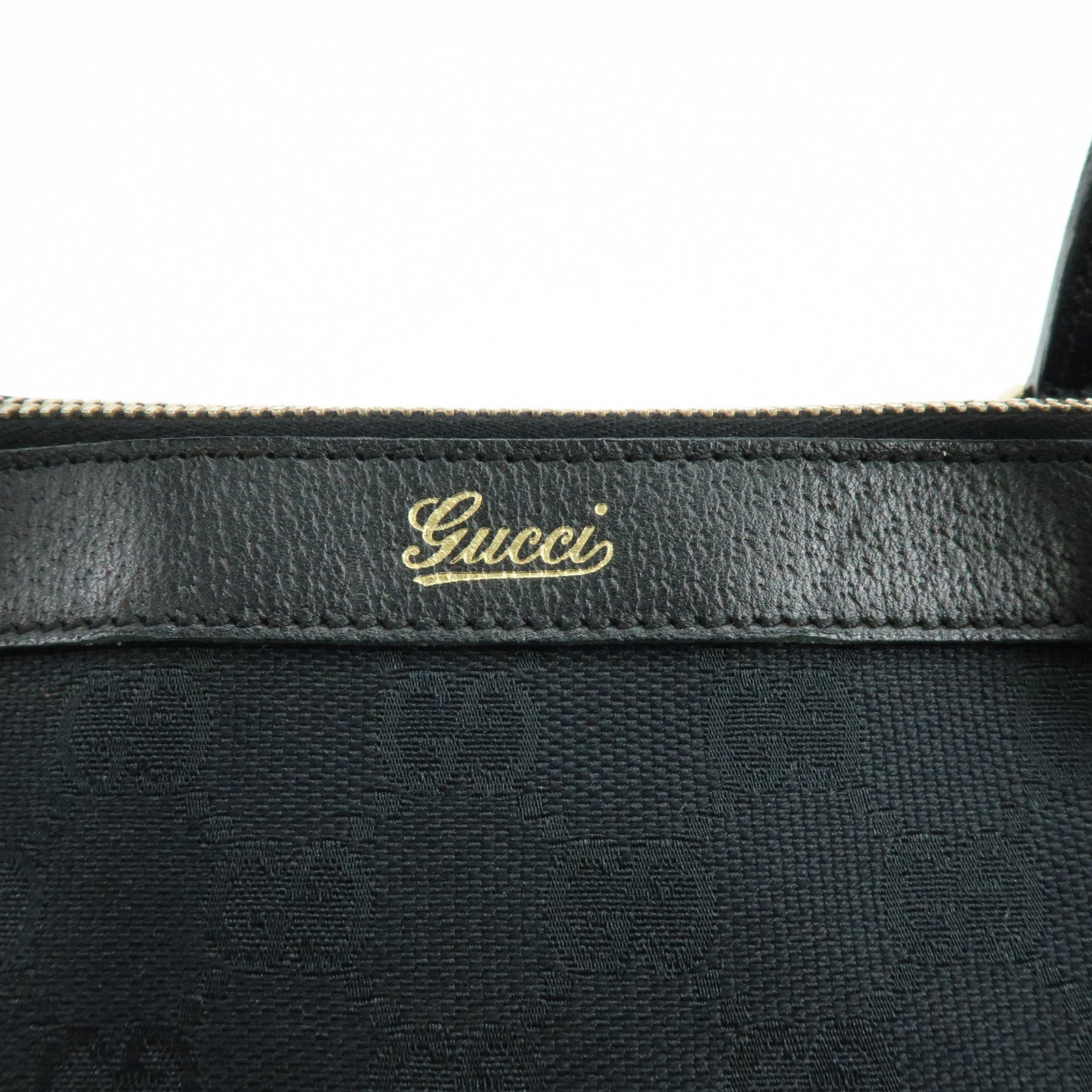 GUCCI Abbey GG Canvas Leather Tote Bag Shoulder Bag Black 141470