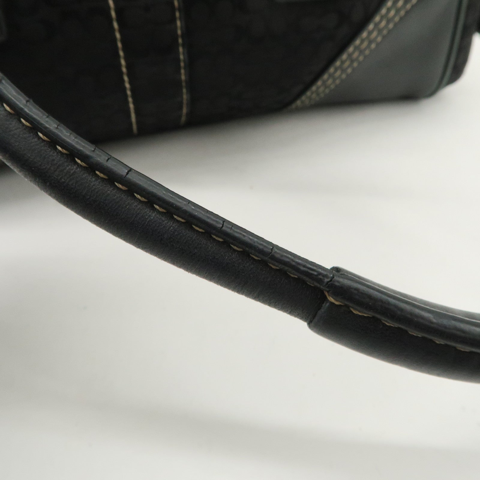 COACH Leather Canvas Logo Hand Bag Brown Silver HDW Used