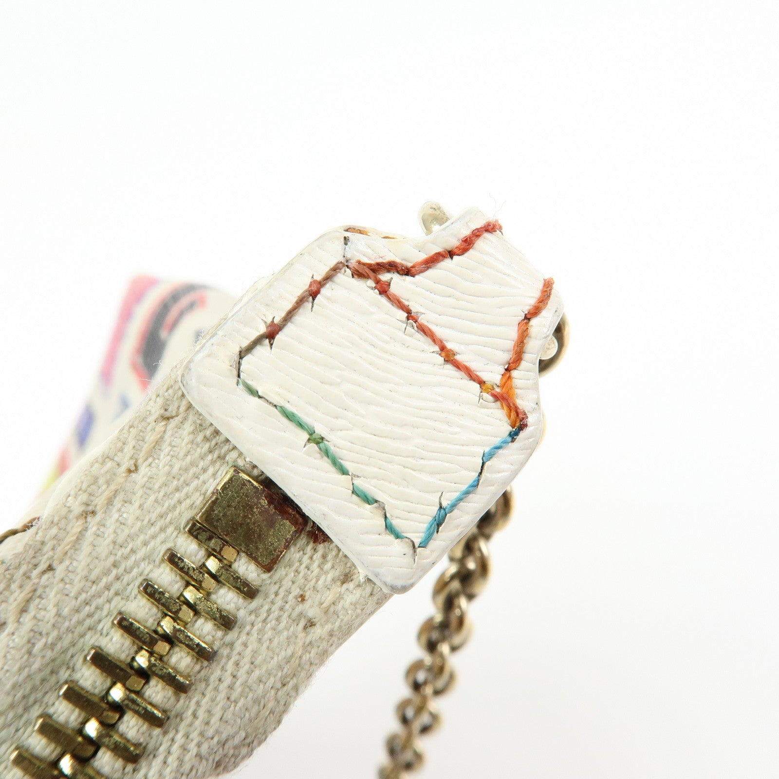 FENDI Zucca Print PVC Chain Accessory Pouch White Multicolor 8BR592