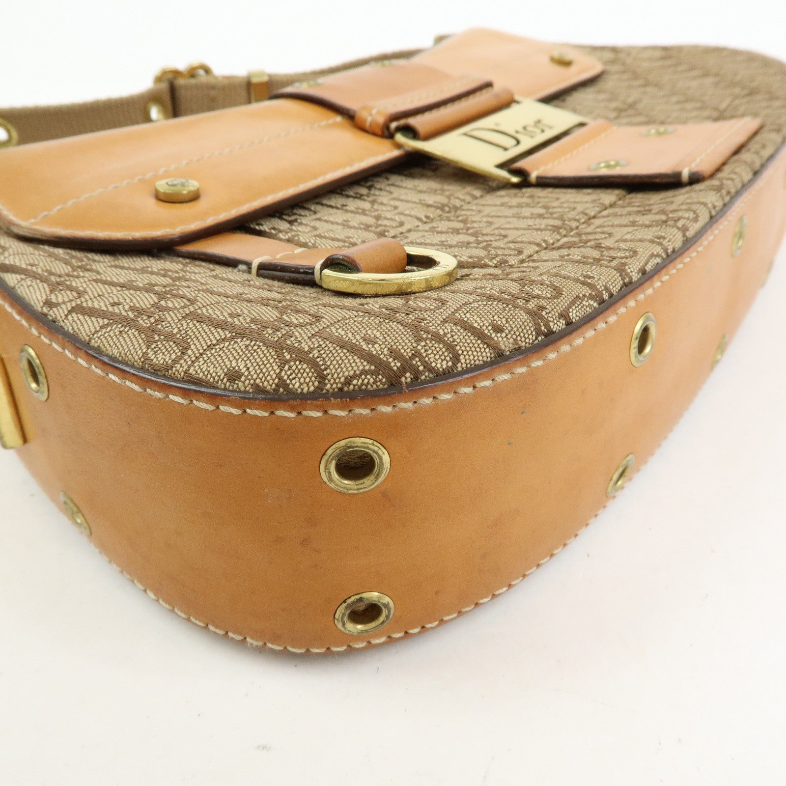 Christian Dior Trotter Street Chic Canvas Leather Shoulder Bag