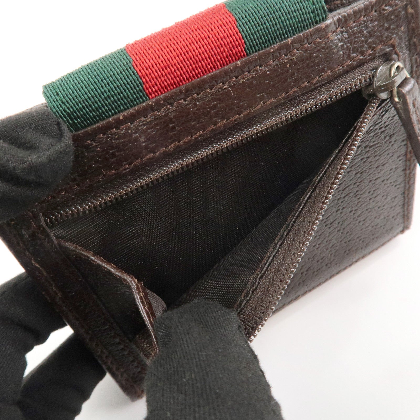 GUCCI Sherry GG Canvas Leather Bifold Compact Wallet Beige 181670