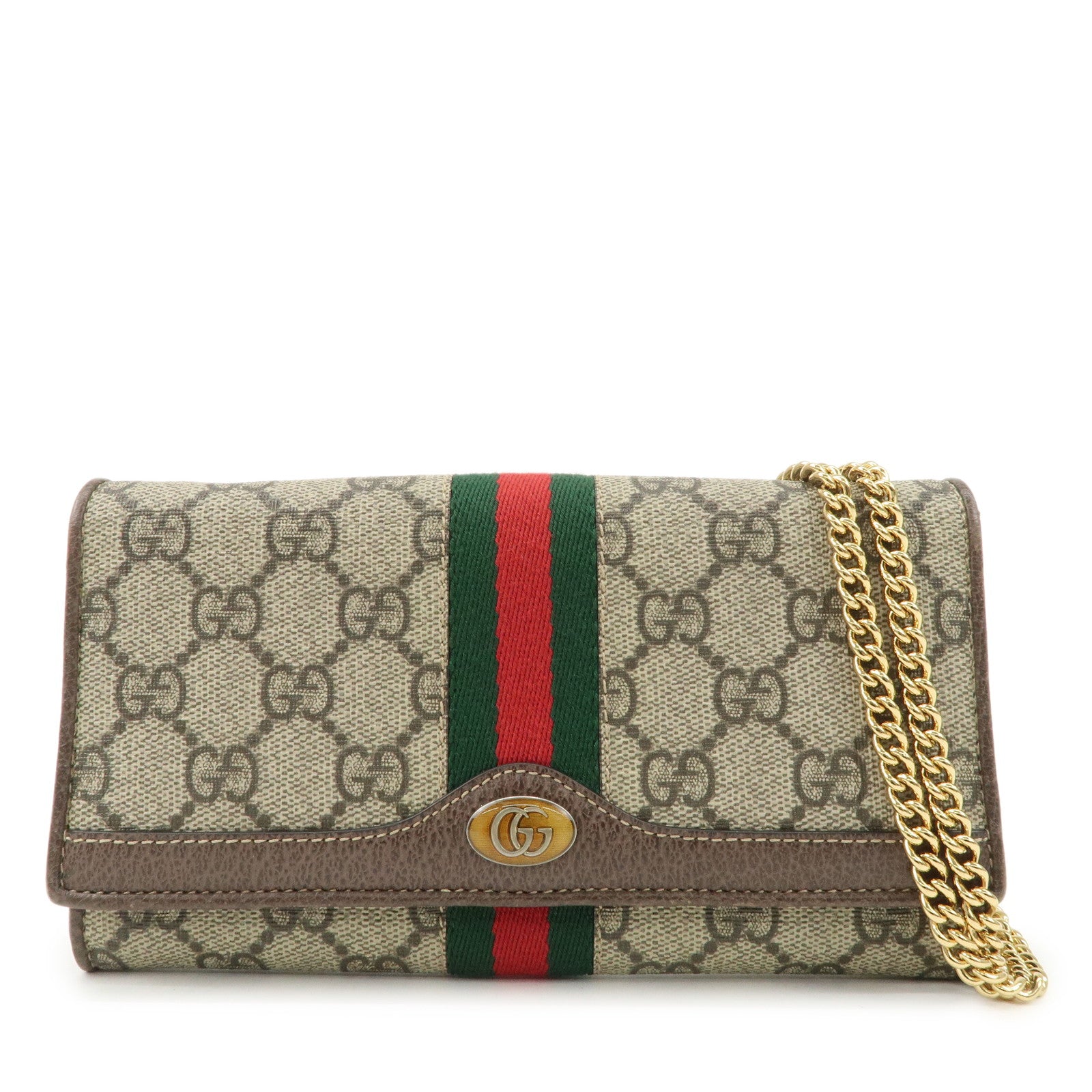 GUCCI Ophidia GG Supreme WOC Chain Wallet Long Wallet Brown 546592