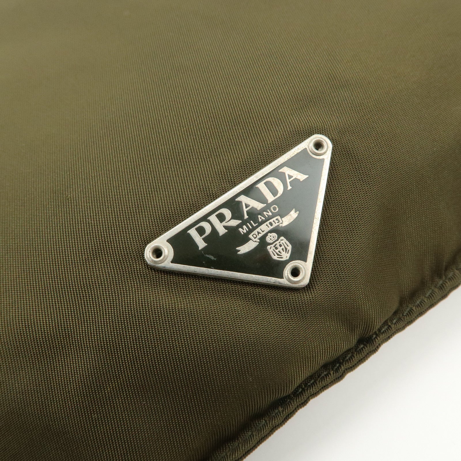 PRADA Logo Nylon Leather Shoulder Bag Crossbody Bag Khaki Black