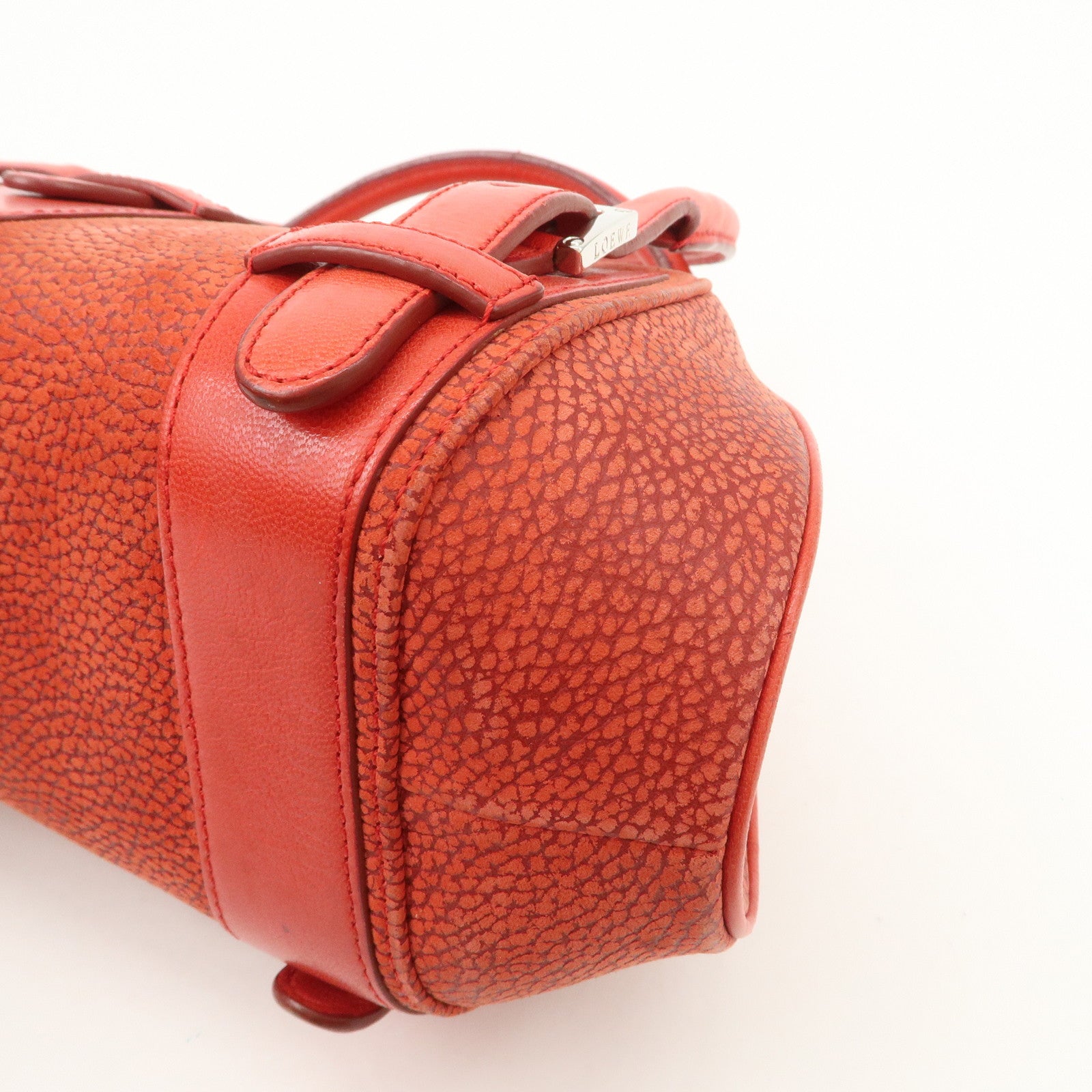 LOEWE Logo Senda Leather Shoulder Bag Hand Bag Red