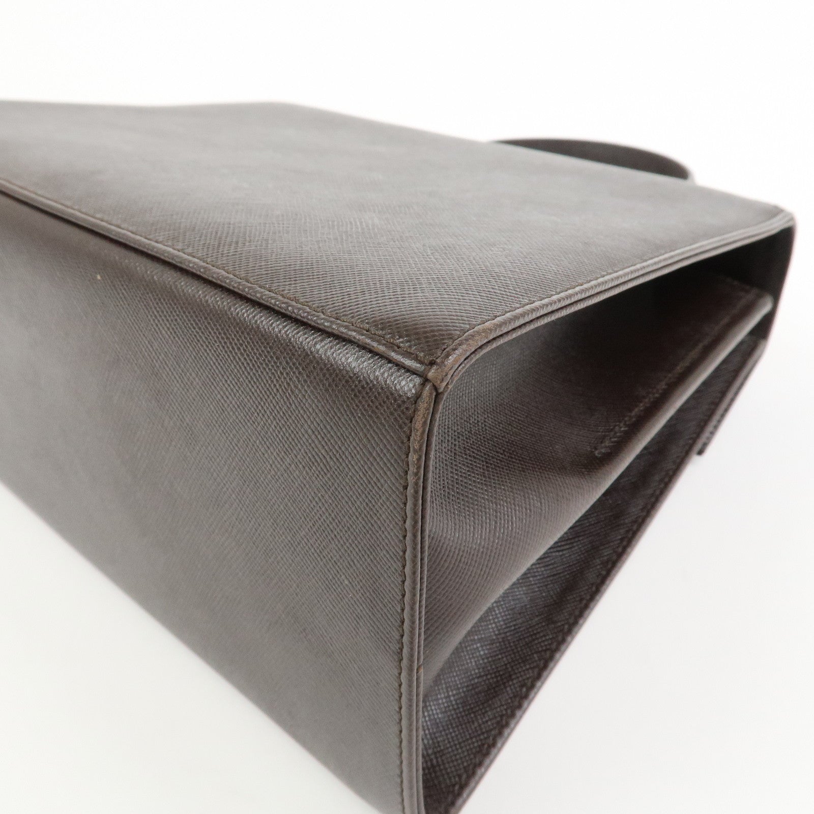 Ferragamo Gancini Leather 2Way Bag Hand Bag Shoulder Bag Dark Brown