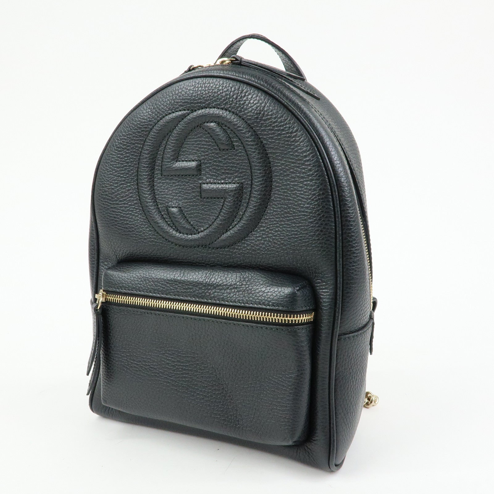 GUCCI SOHO Interlocking G Leather Backpack Rucksack Black 431570