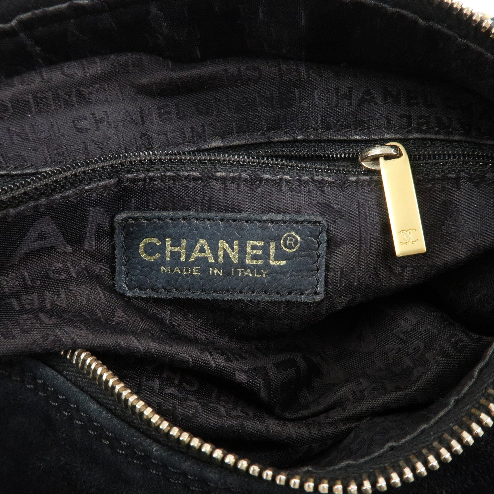 CHANEL COCO Mark Suede Leather Chain Shoulder Bag Black