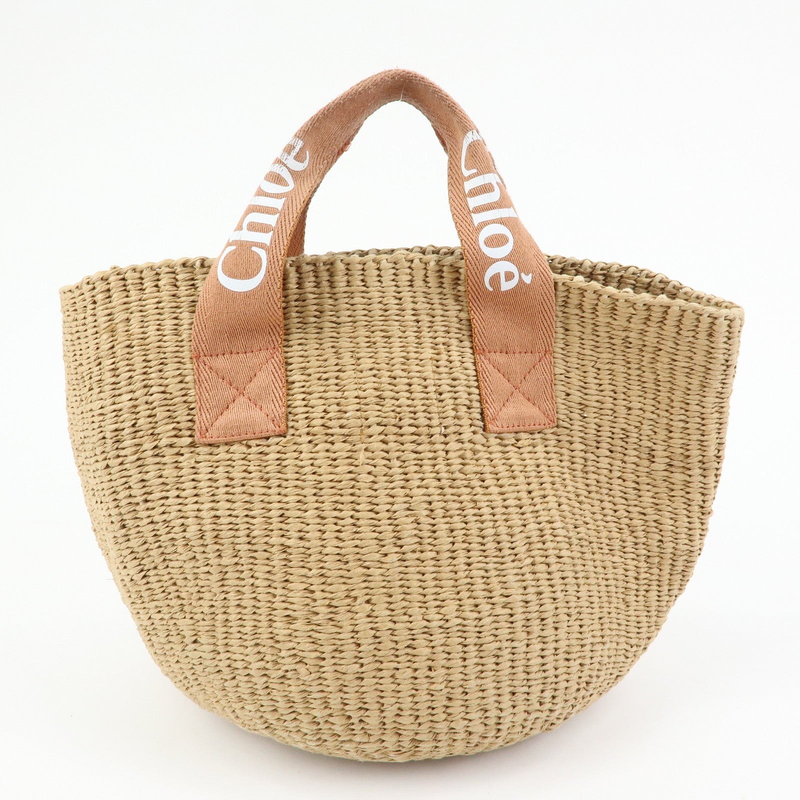 Chloe Mifuko Raffia Canvas Hand Bag Tote Bag Natural Beige