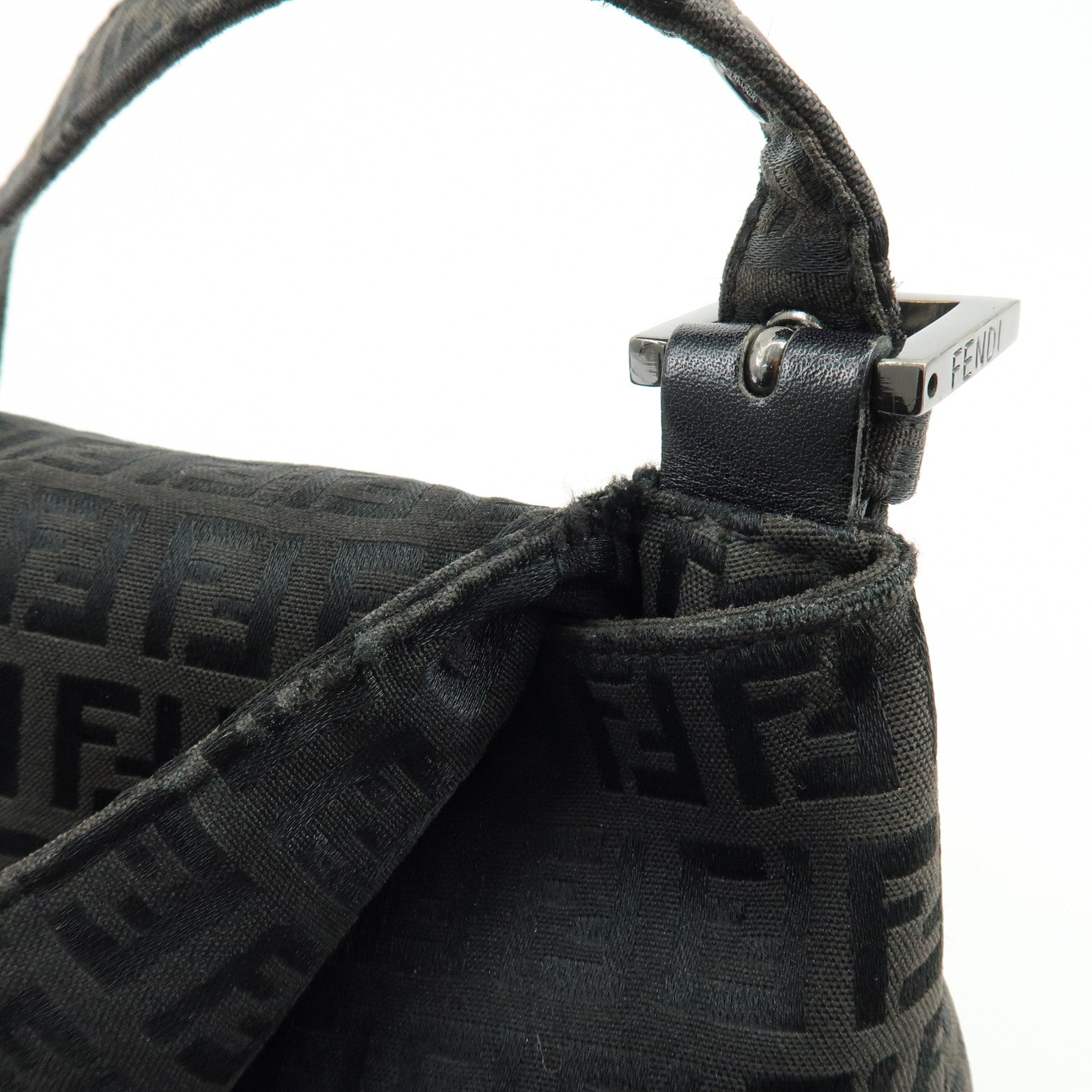 FENDI Zuccino Canvas Mamma Baguette Shoulder Bag Black 8BR001