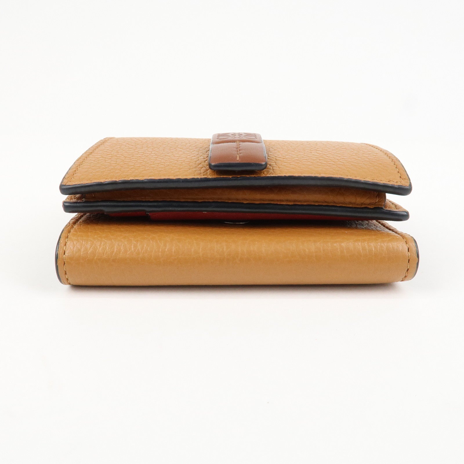 LOEWE Leather Tri-fold Compact Wallet Brown Used