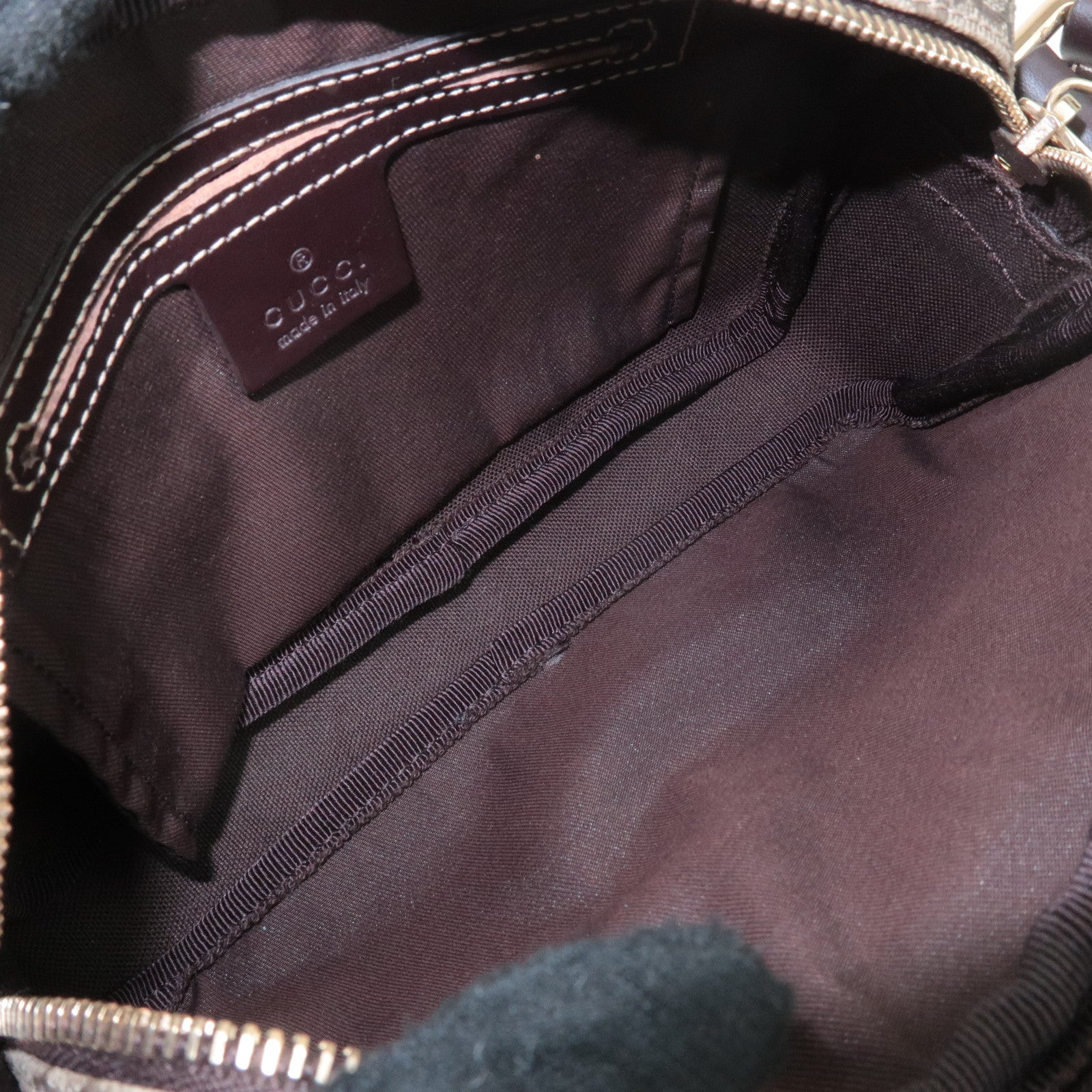 GUCCI GG Supreme Leather Shoulder Bag Beige Dark Brown 201447 Used