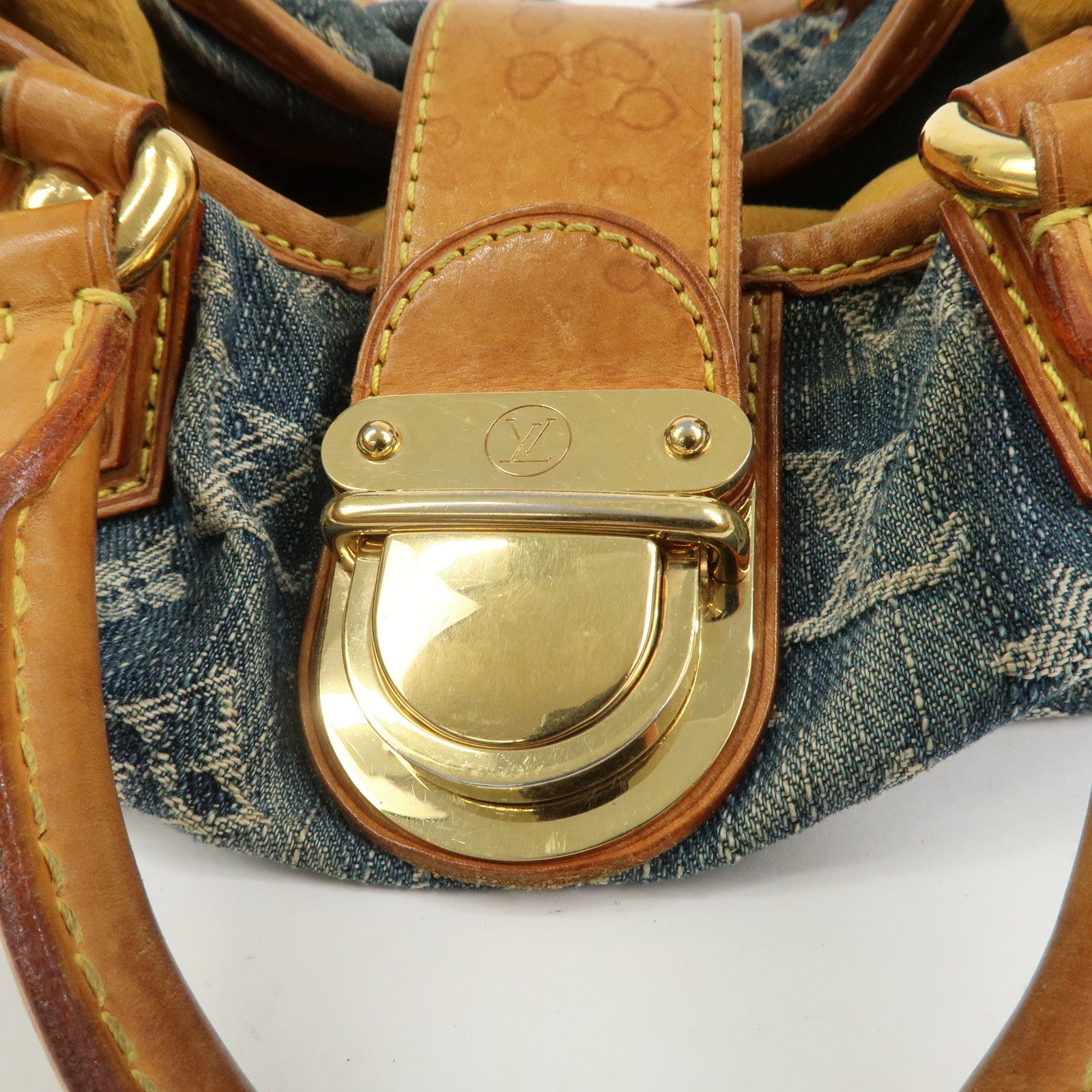 Louis Vuitton Monogram Denim Pleaty Hand Bag Blue M95020