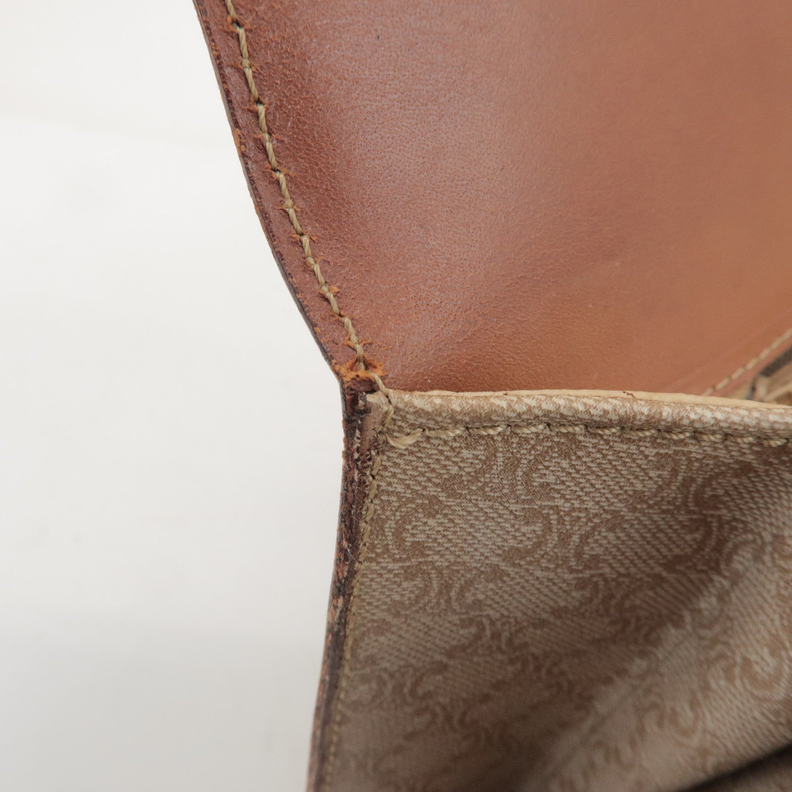 CELINE Macadam PVC Leather Shoulder Bag Beige Brown