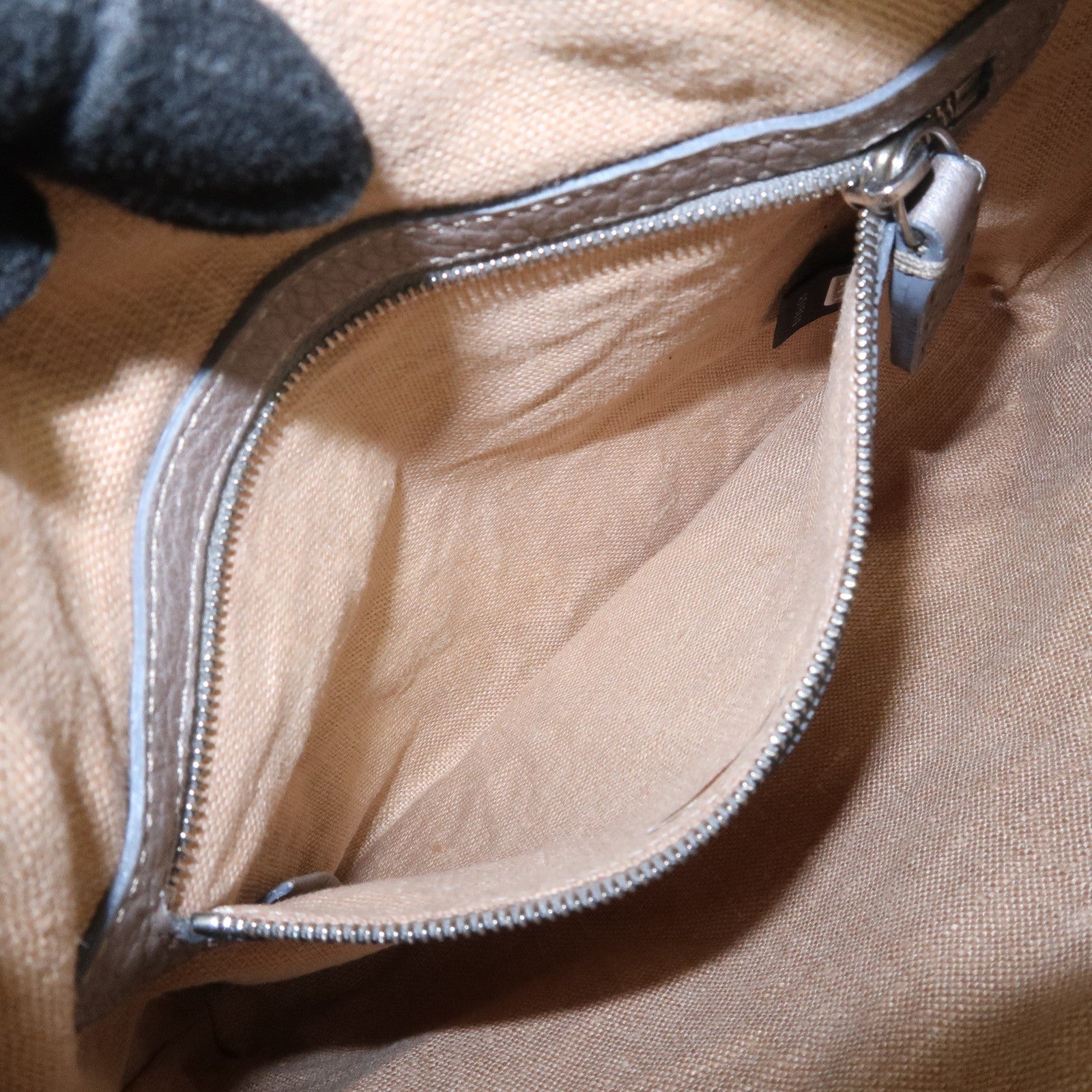 FENDI Selleria Leather Shoulder Crossbody Bag Metallic Gray 8BT092