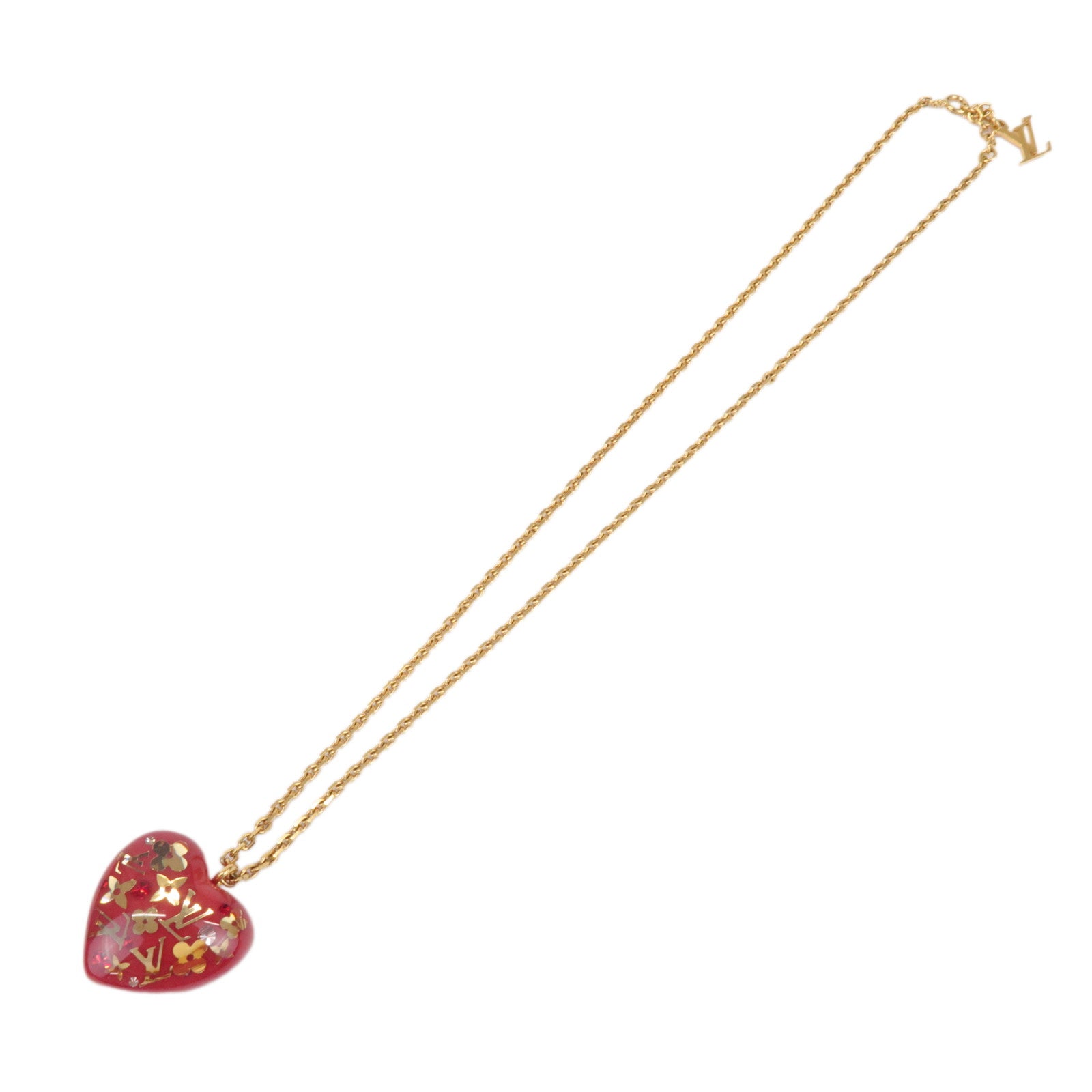 Louis Vuitton Pendentif Coeur Inclusion Necklace Gold Red M66087