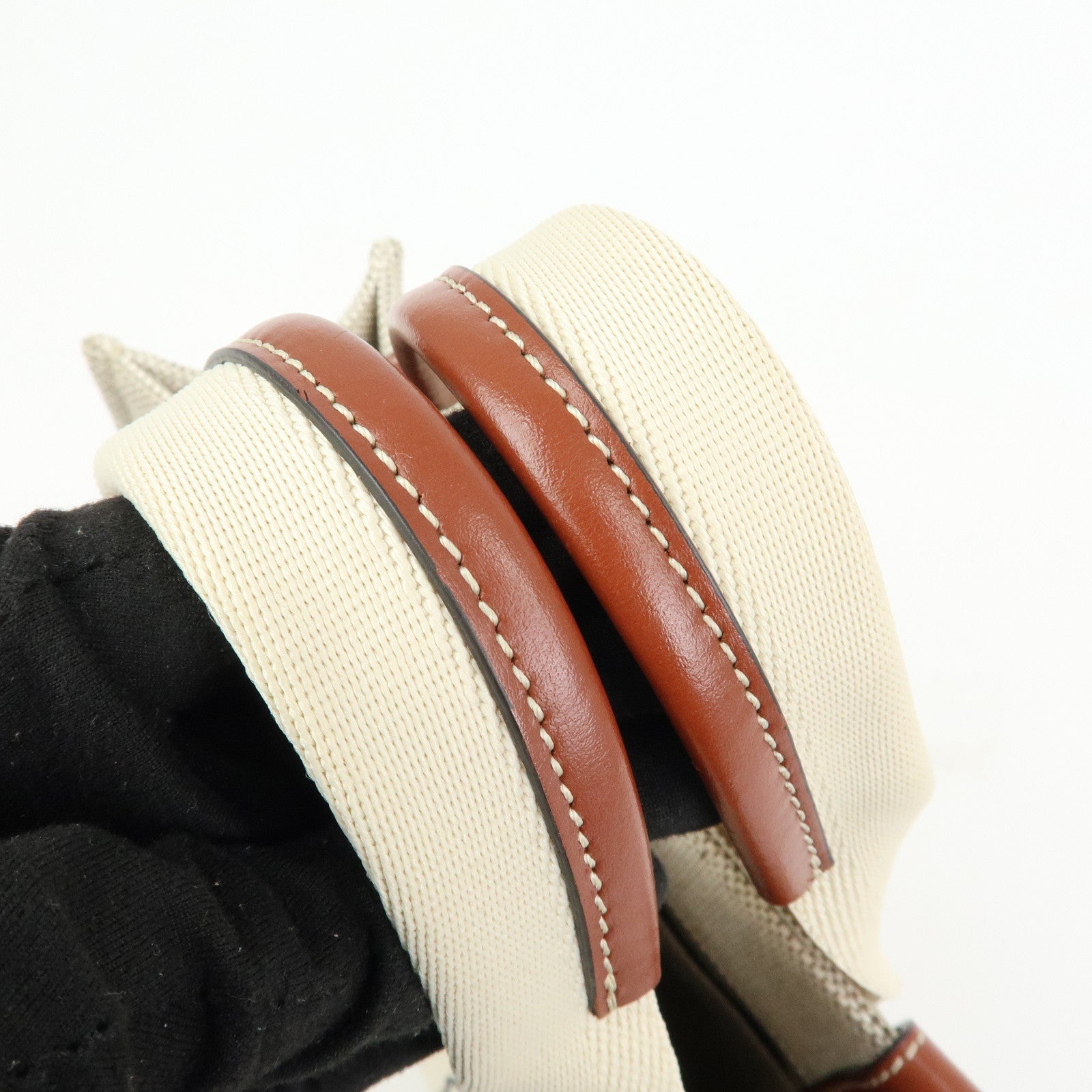 Chloe Woody Canvas Leather 2Way Bag Shoulder Bag Natural Brown