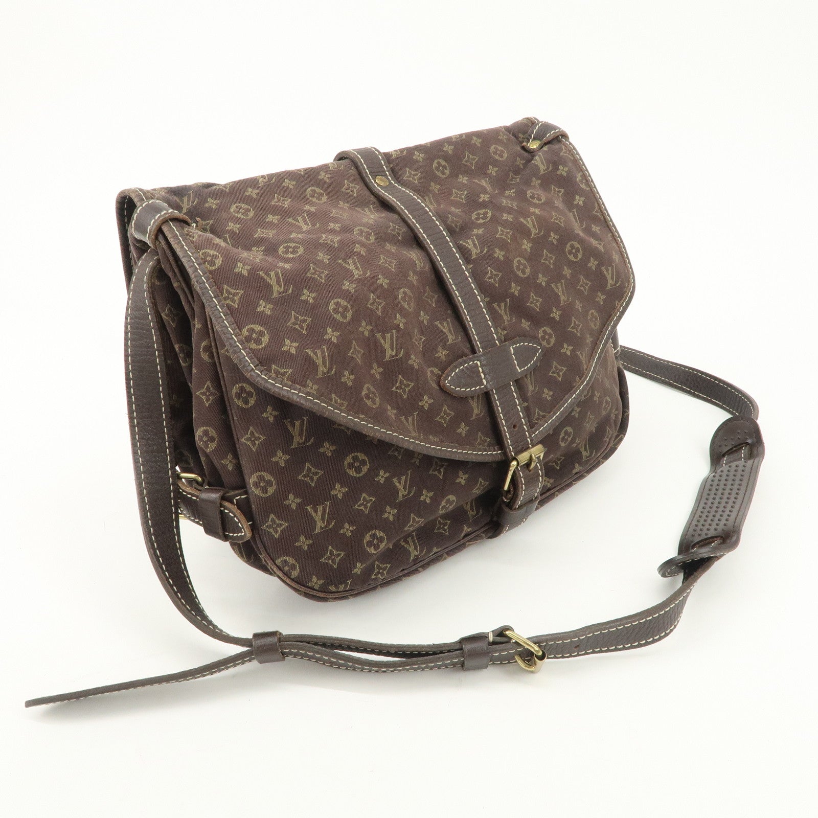 Louis Vuitton Monogram Mini Lin Saumur 30 Shoulder Bag Brown M95227