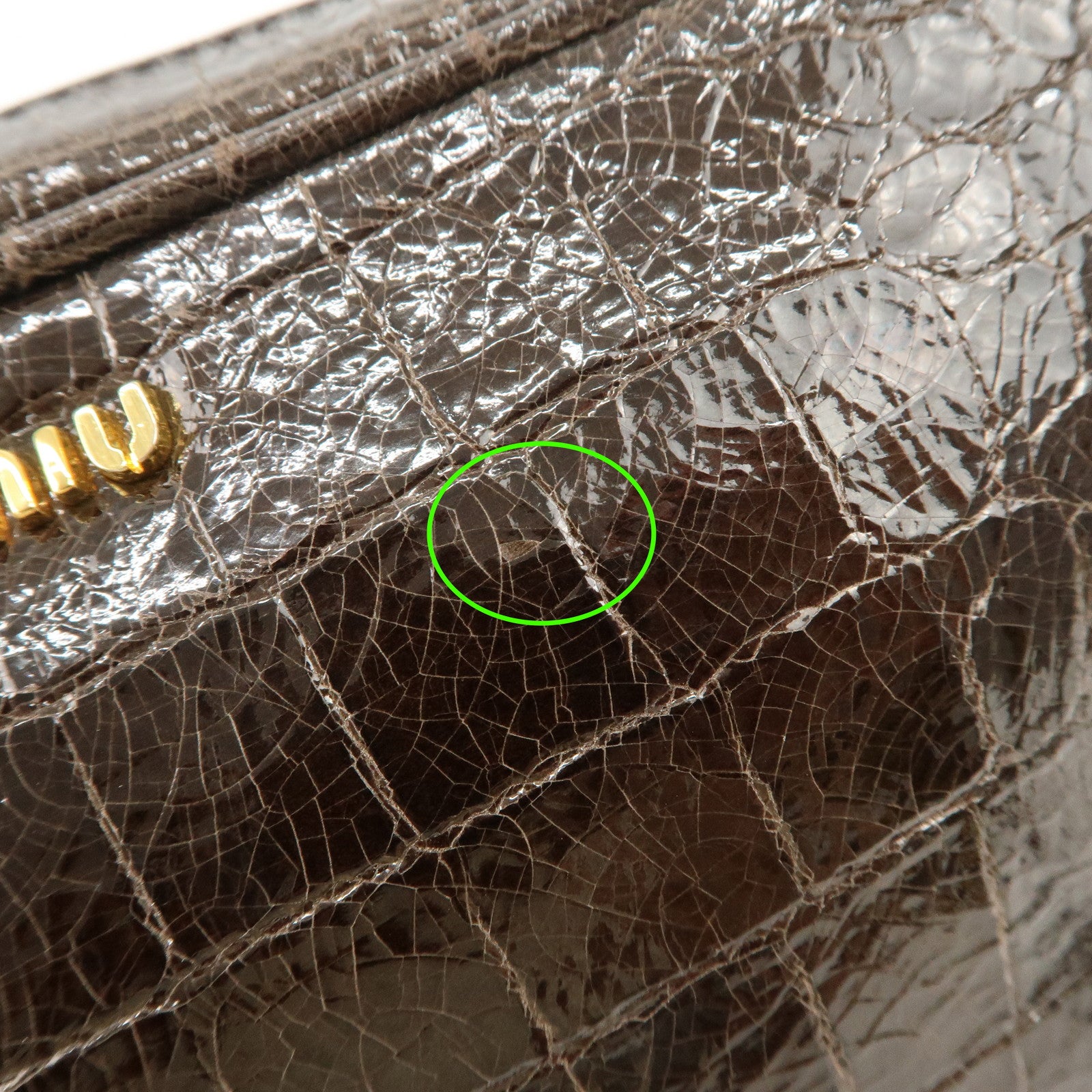 MIU MIU Embossed Leather Shoulder Crossbody Bag Dark Brown 5N1477