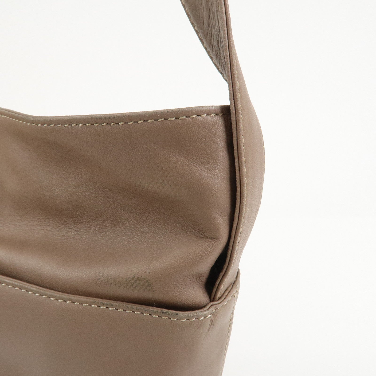 CELINE Logo Leather Shoulder Bag Crossbody Bag Greige