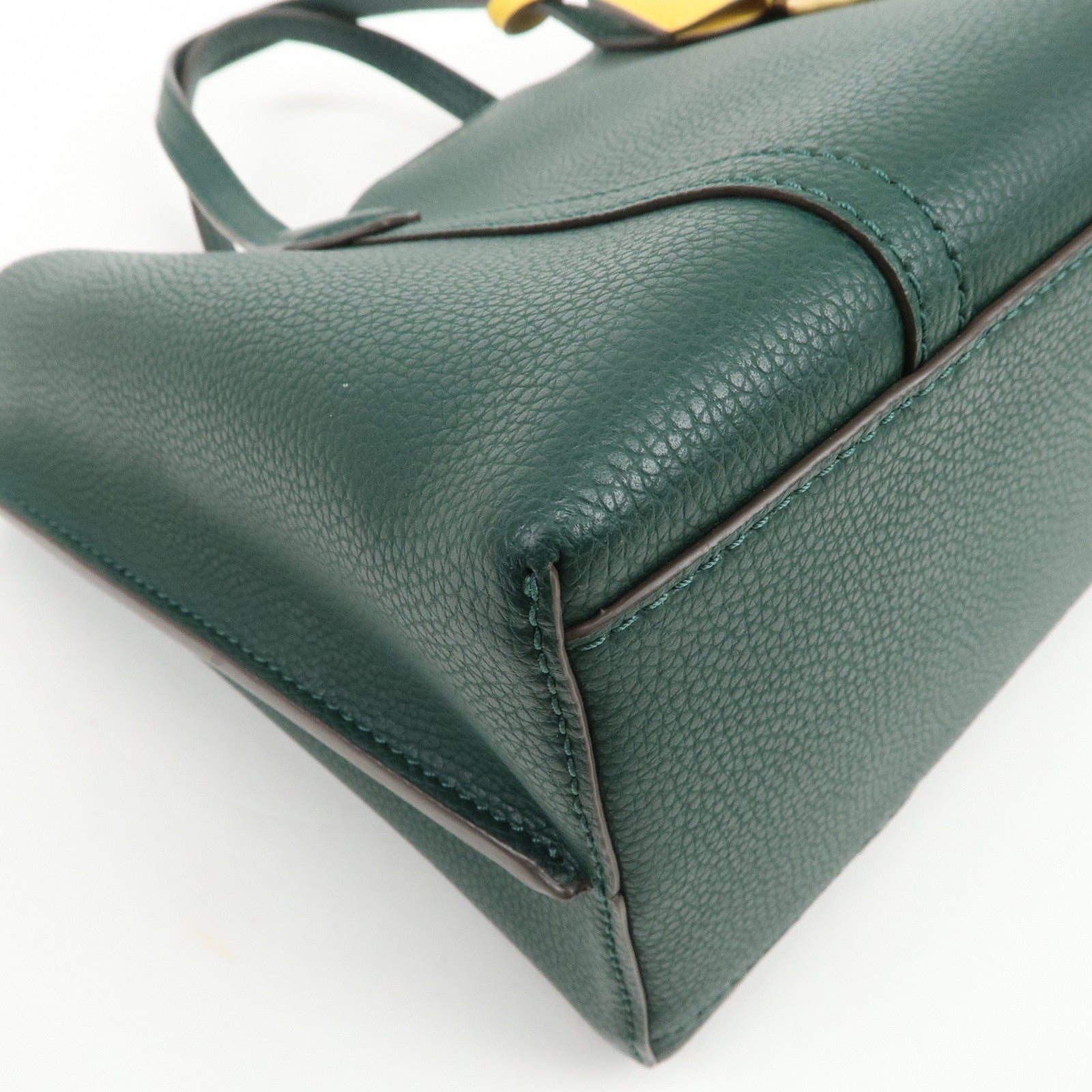 TORY BURCH Perry Logo Leather 2Way Bag Hand Bag Shoulder Bag Green