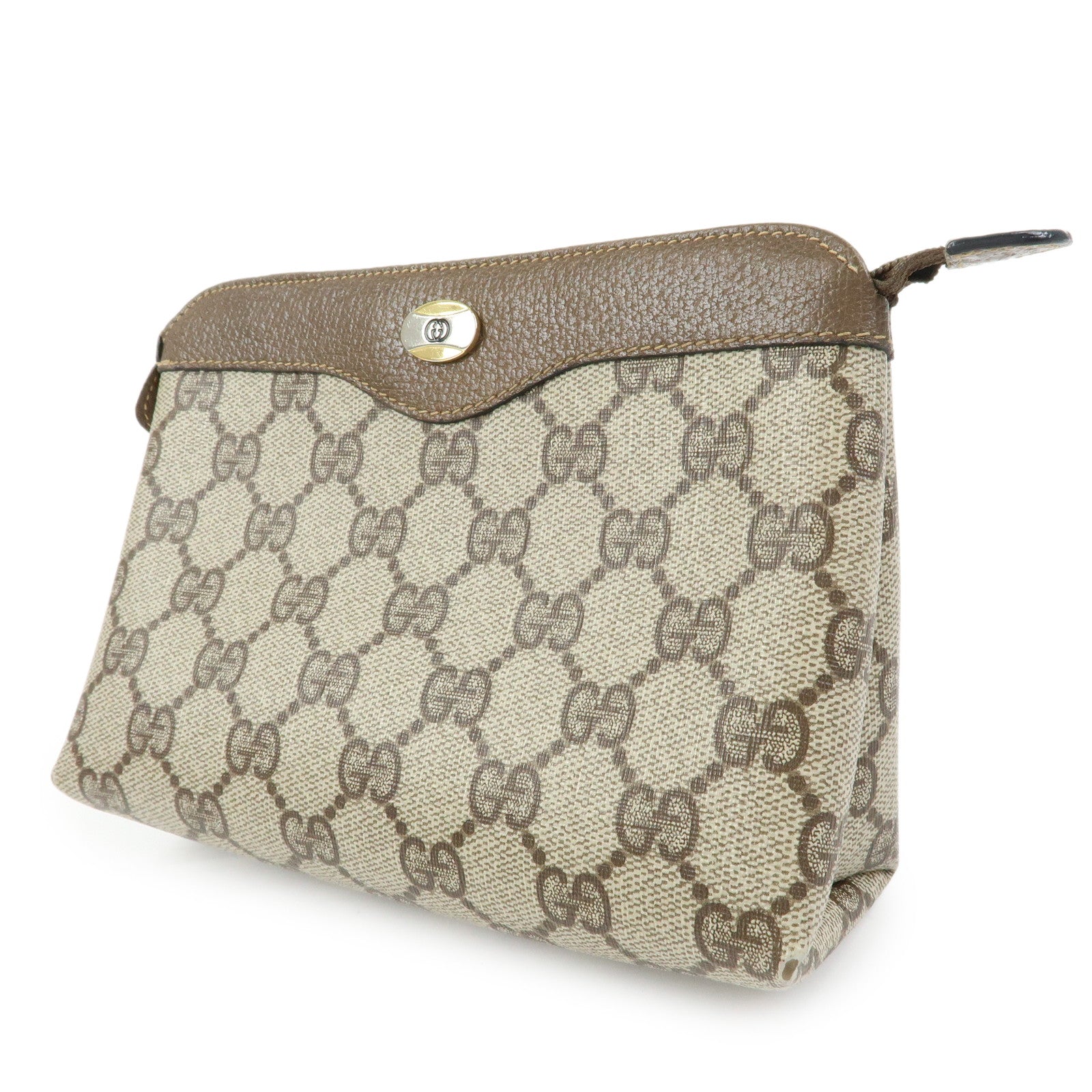 GUCCI Old Gucci GG Supreme PVC Leather Cosmetic Pouch 89.01.020