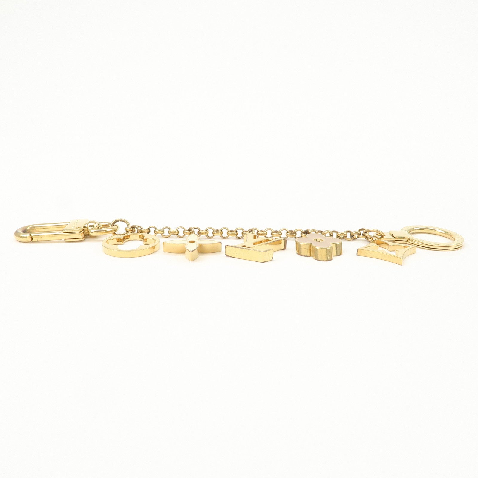 Louis Vuitton Fleur de Monogram Bag Charm Key Chain Gold M65111