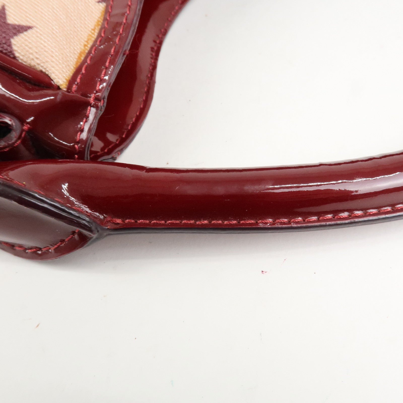 BURBERRY Patent Leather Nova Plaid PVC Shoulder Bag Hand Bag Beige Wine Used