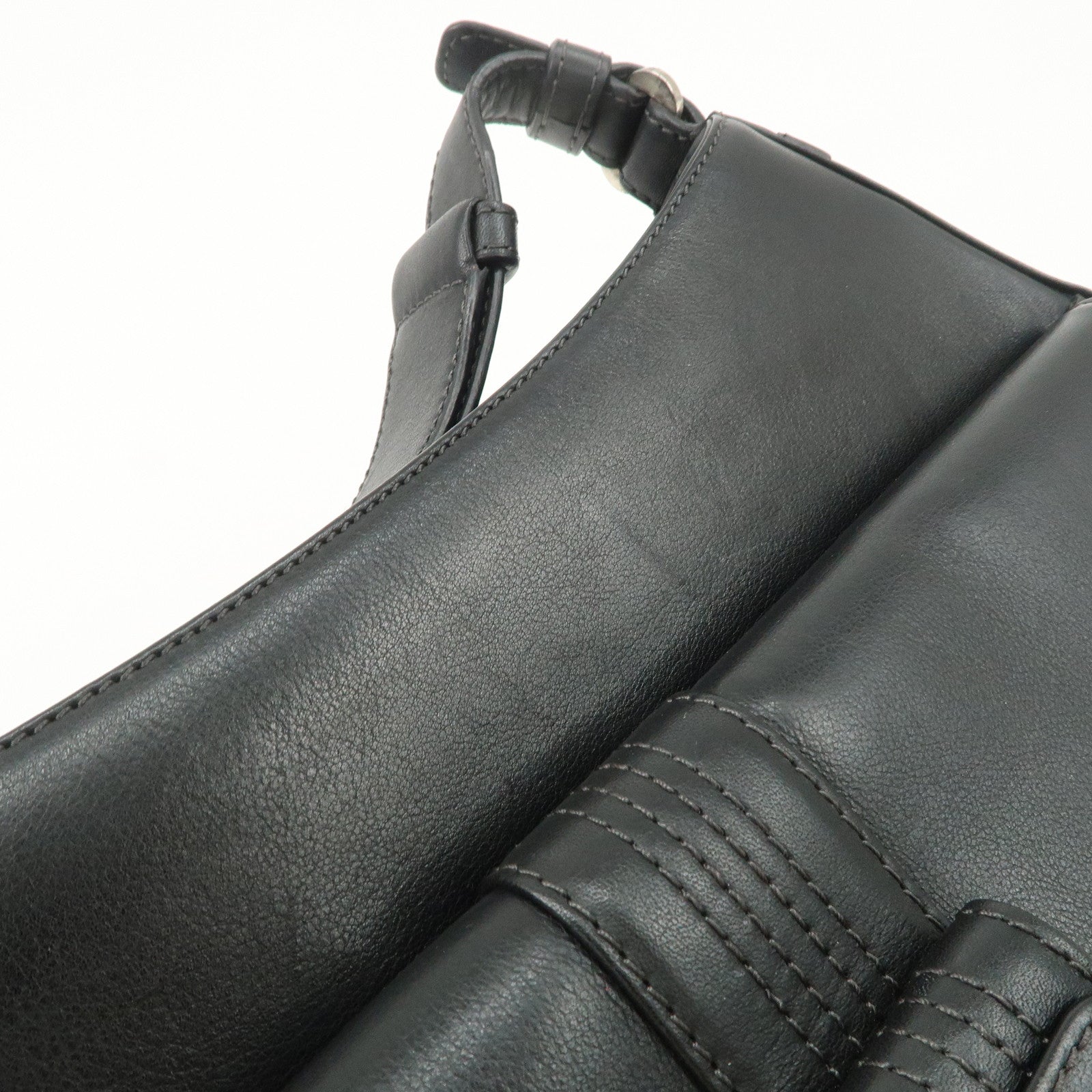 LOEWE Anagram Leather Shoulder Bag Hand Bag Black Used