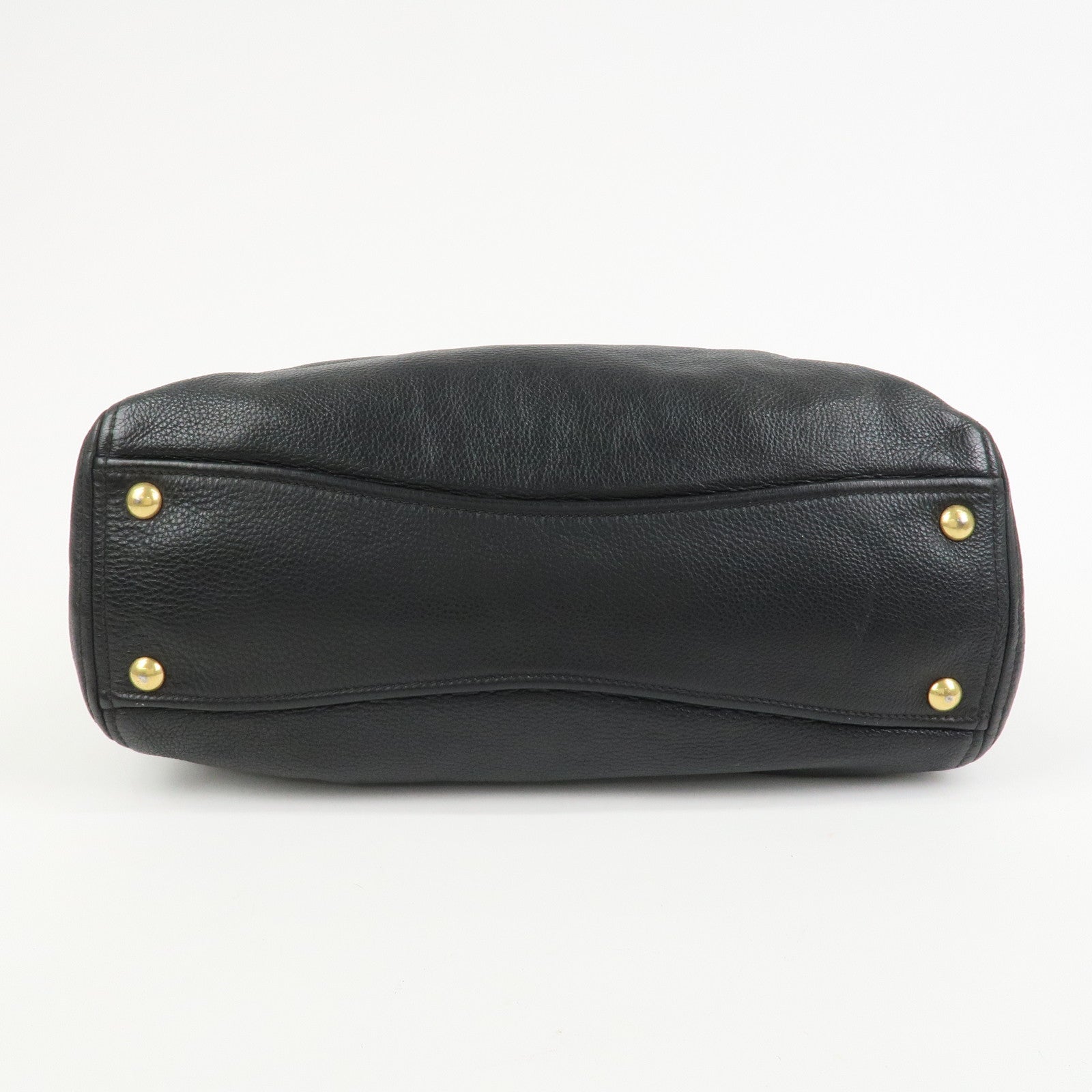 MIU MIU Logo Leather 2Way Bag Shoulder Bag Hand Bag Black RR1901