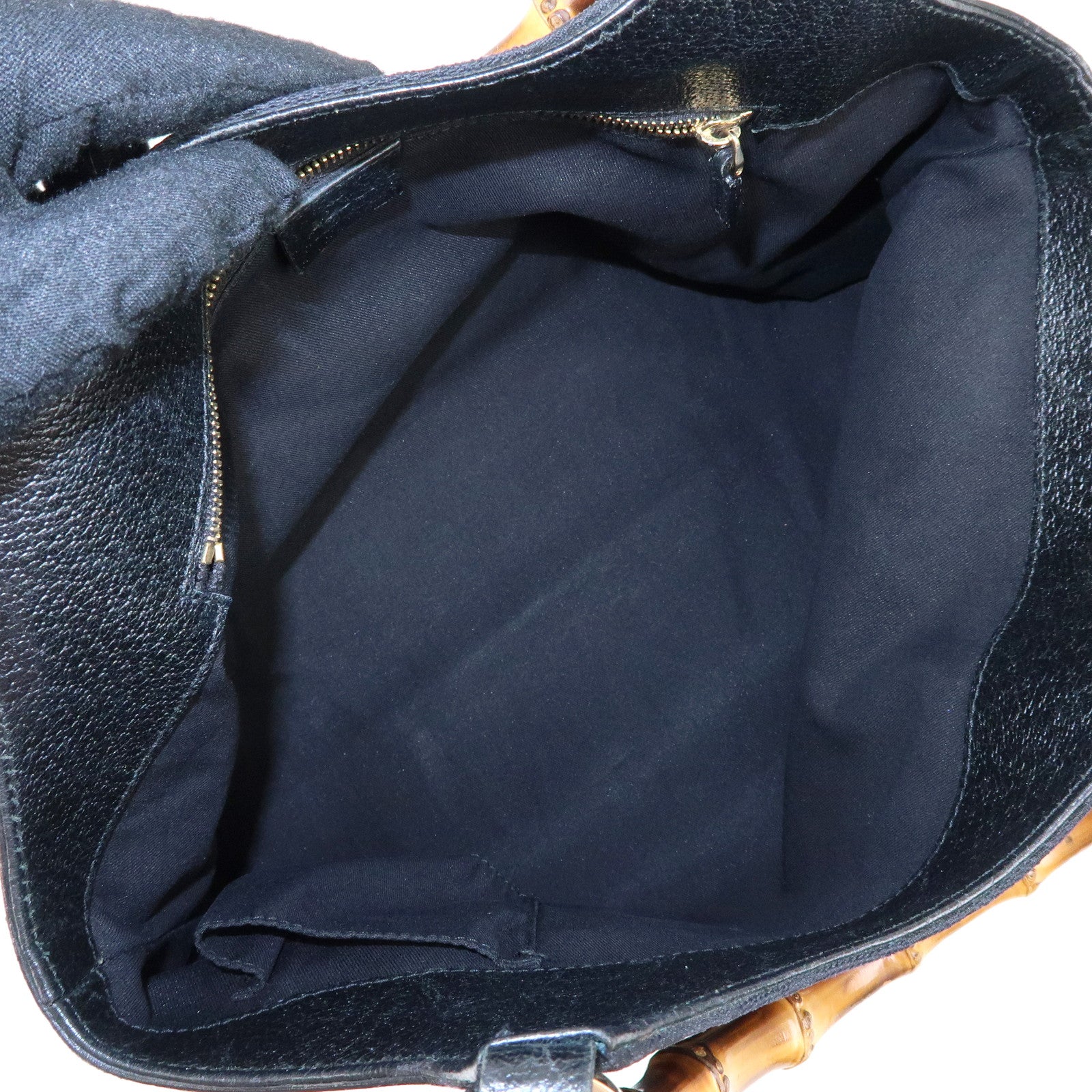 GUCCI Bamboo GG Canvas Leather Tote Bag Hand Bag Black 137395